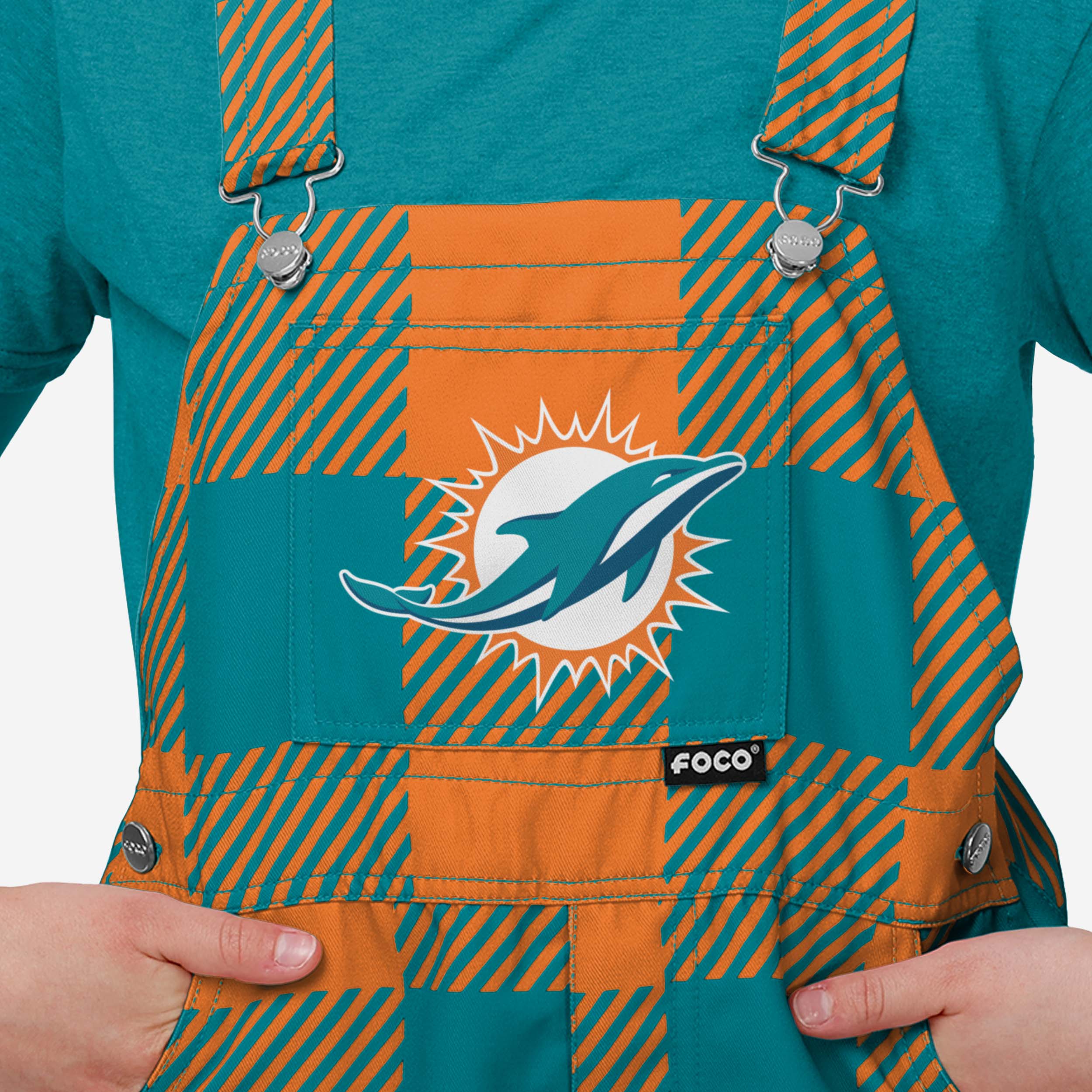 Miami Dolphins Youth Plaid Bib Overalls - Image 4