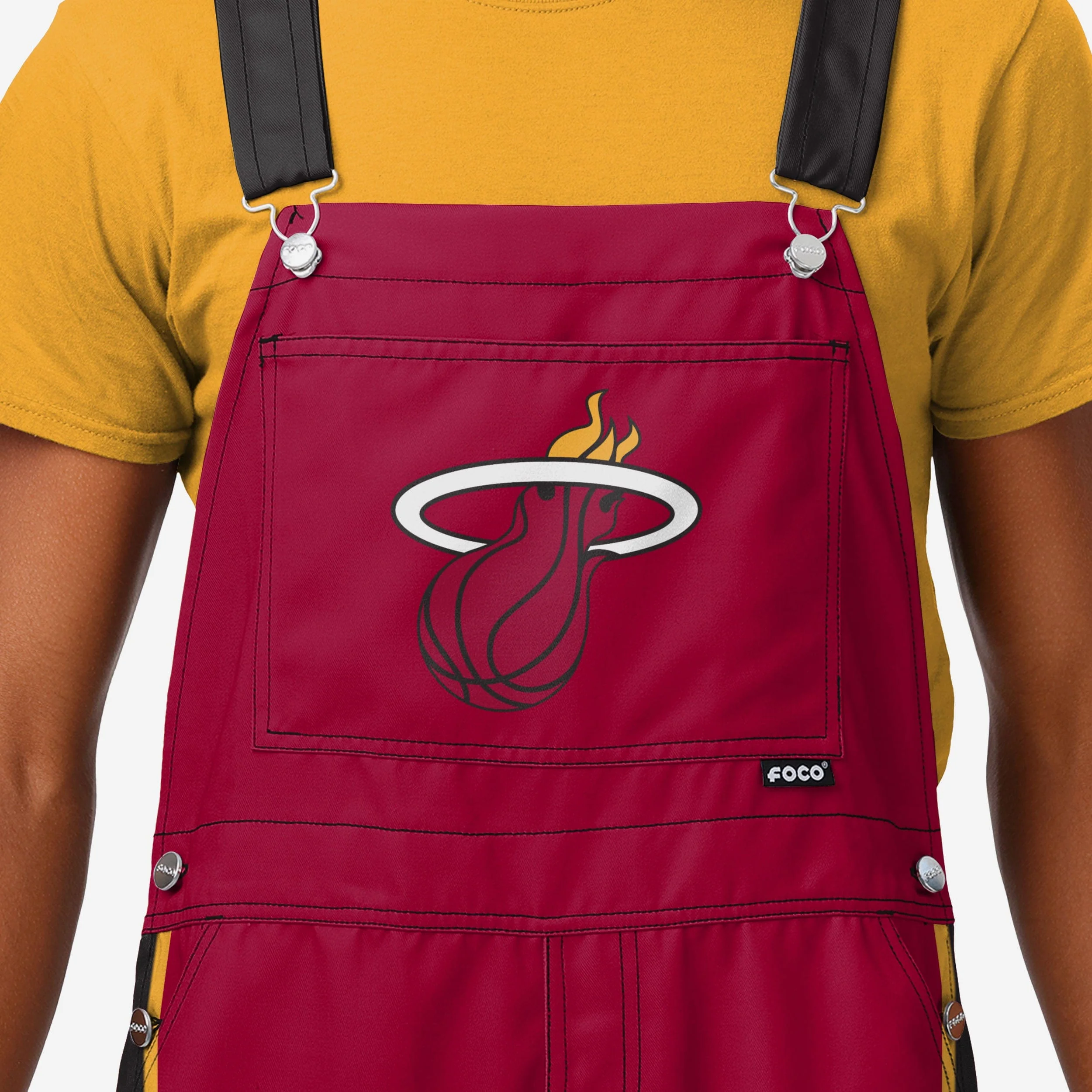 Miami Heat Mens Team Stripe Bib Overalls - Image 3