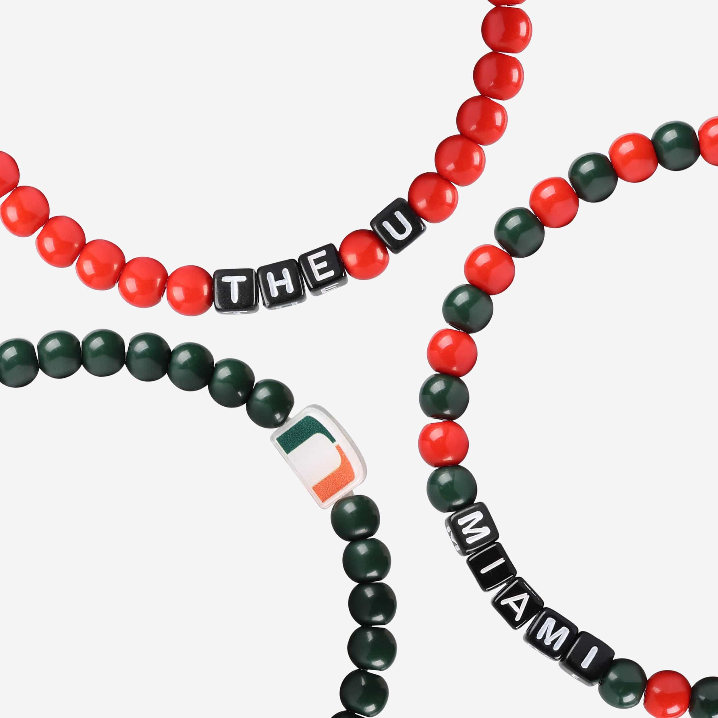 Miami Hurricanes 3 Pack Beaded Friendship Bracelet - Image 2