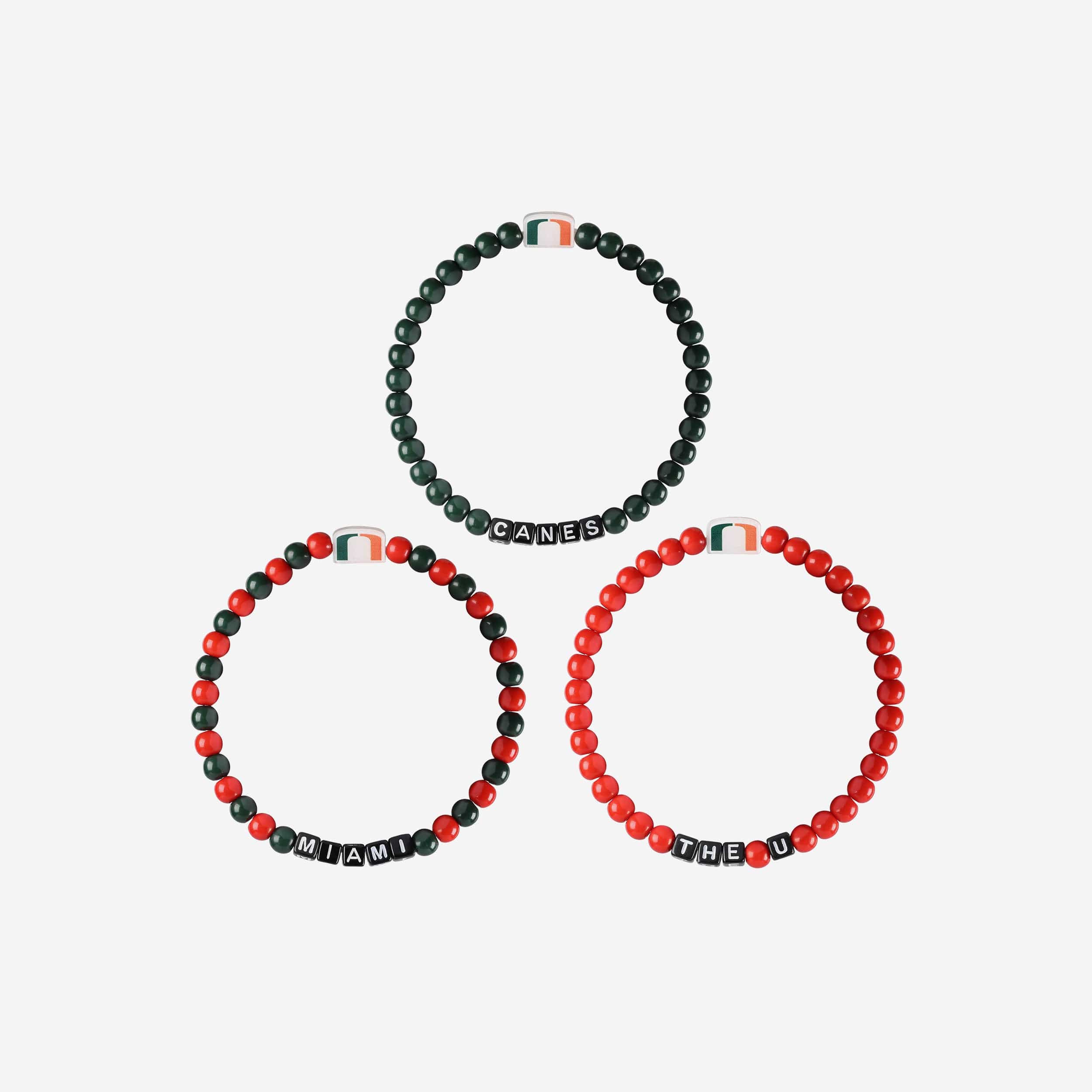 Miami Hurricanes 3 Pack Beaded Friendship Bracelet - Image 3