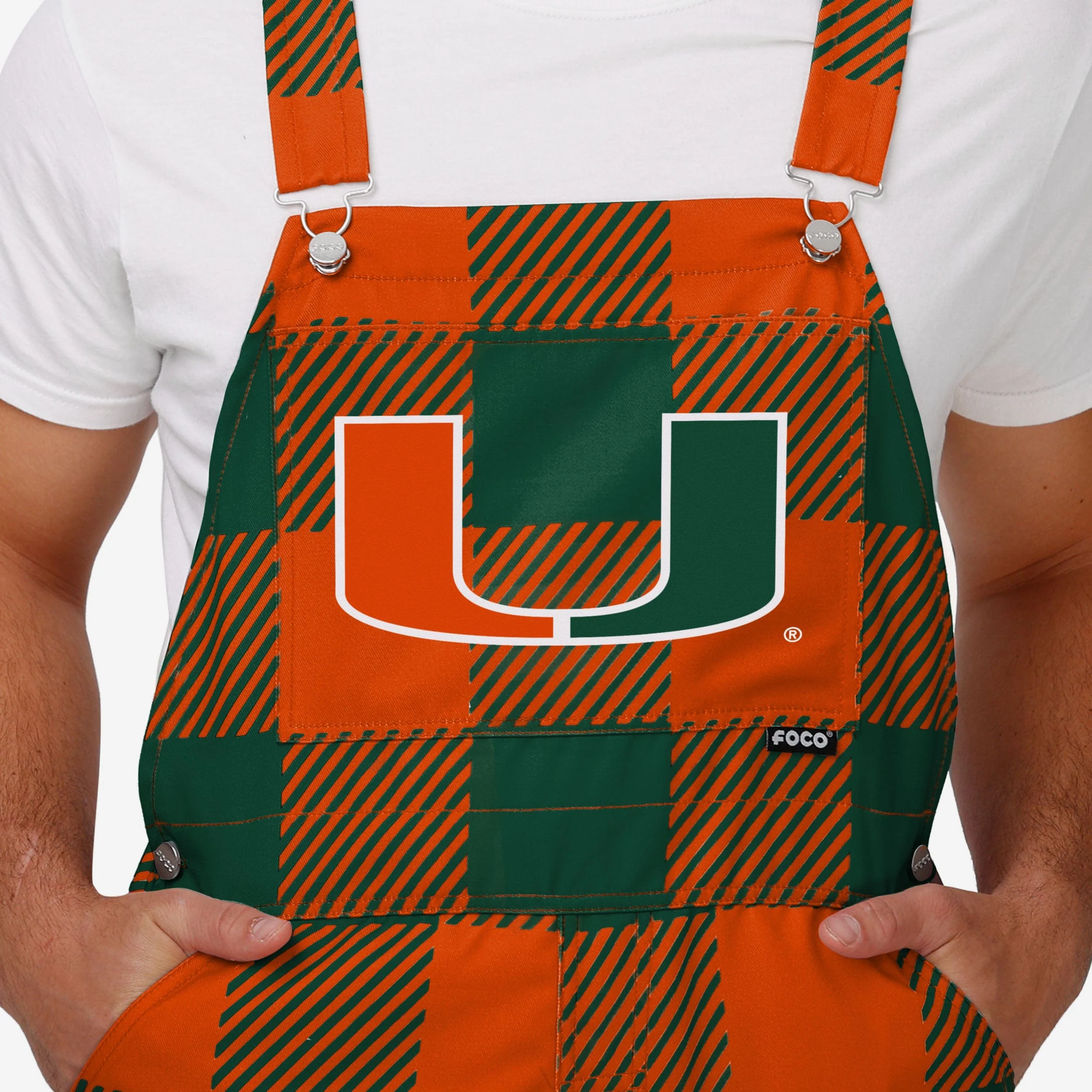Miami Hurricanes Mens Plaid Bib Overalls - Image 4