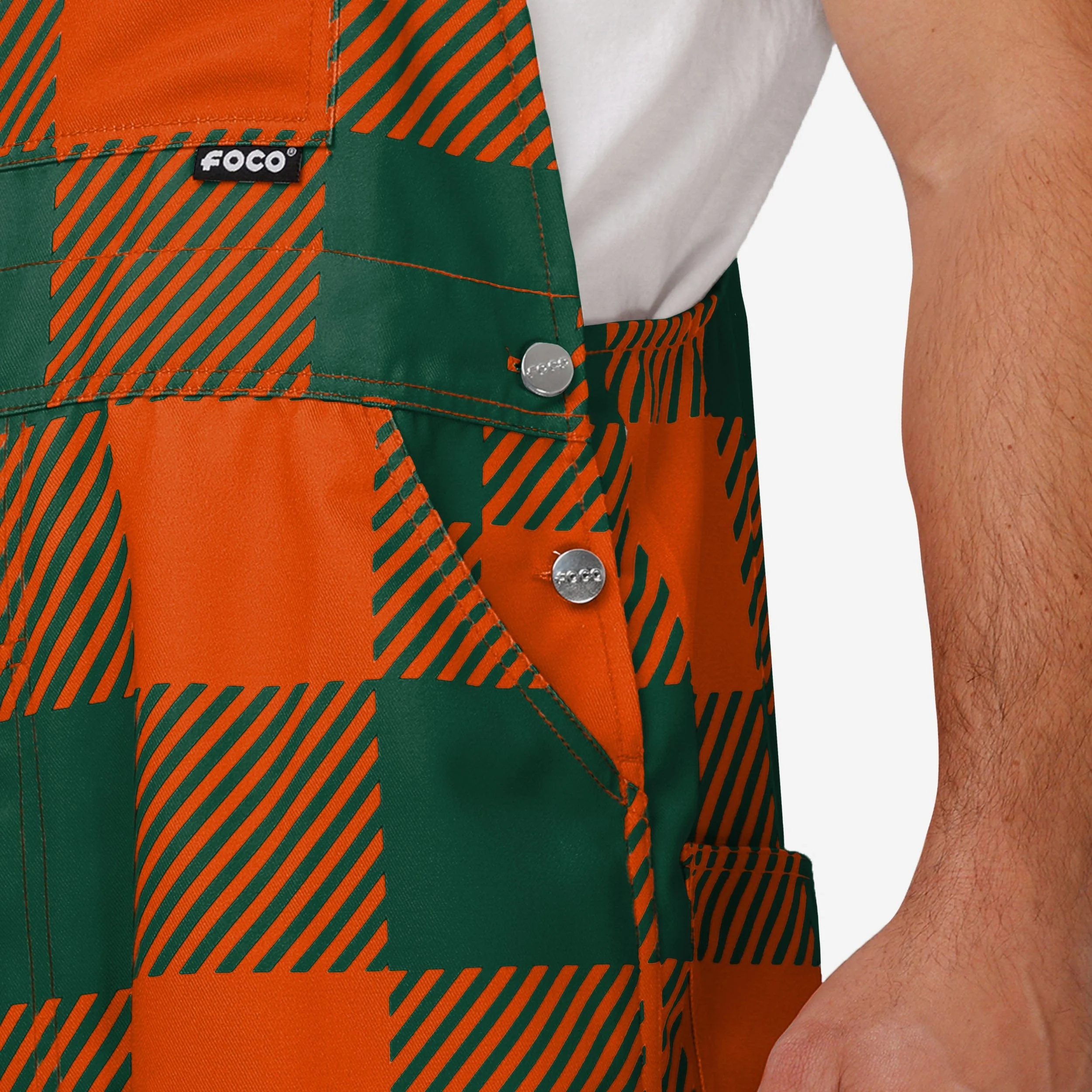Miami Hurricanes Mens Plaid Bib Overalls - Image 5