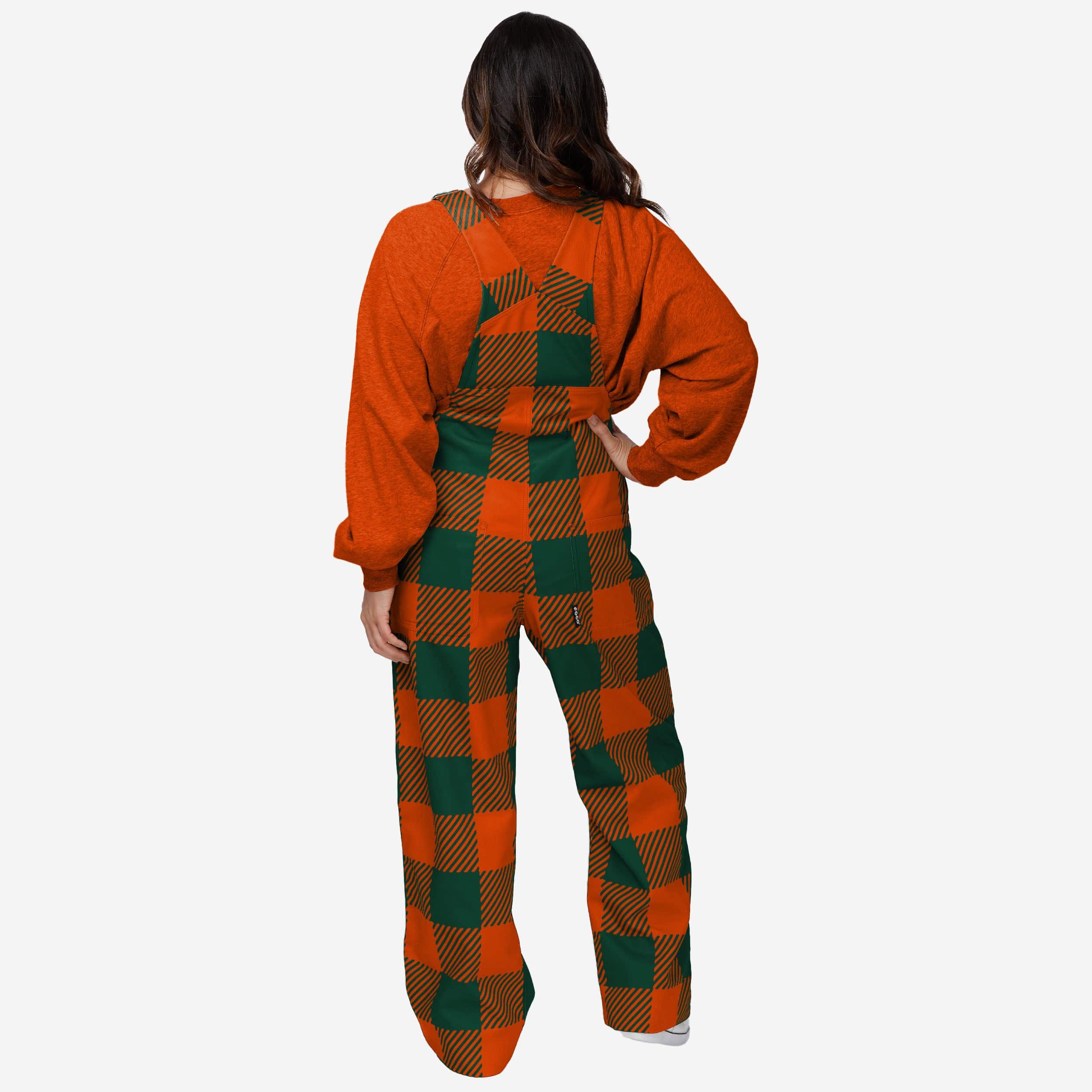 Miami Hurricanes Womens Plaid Bib Overalls - Image 2