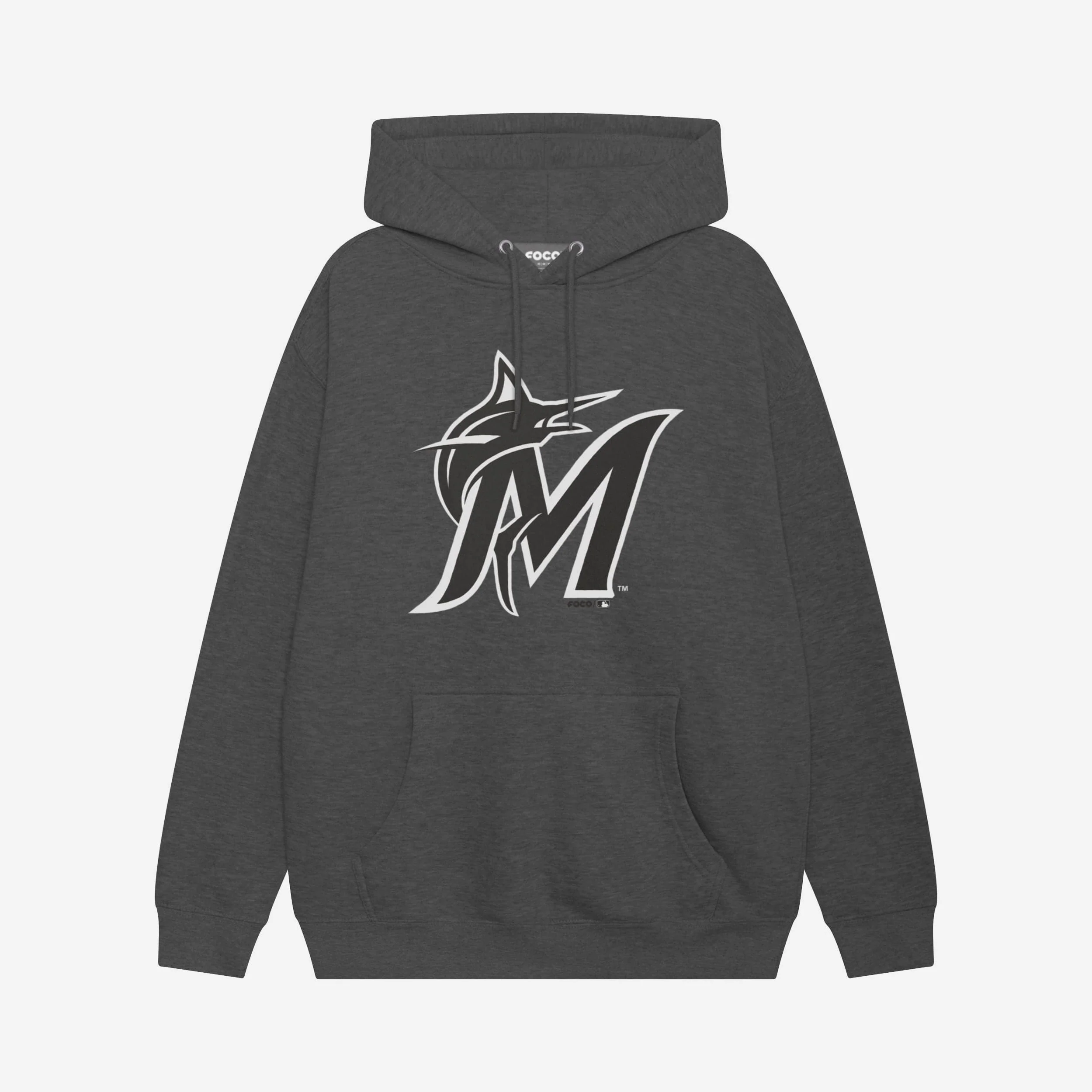 Miami Marlins Black & White Primary Logo Hoodie