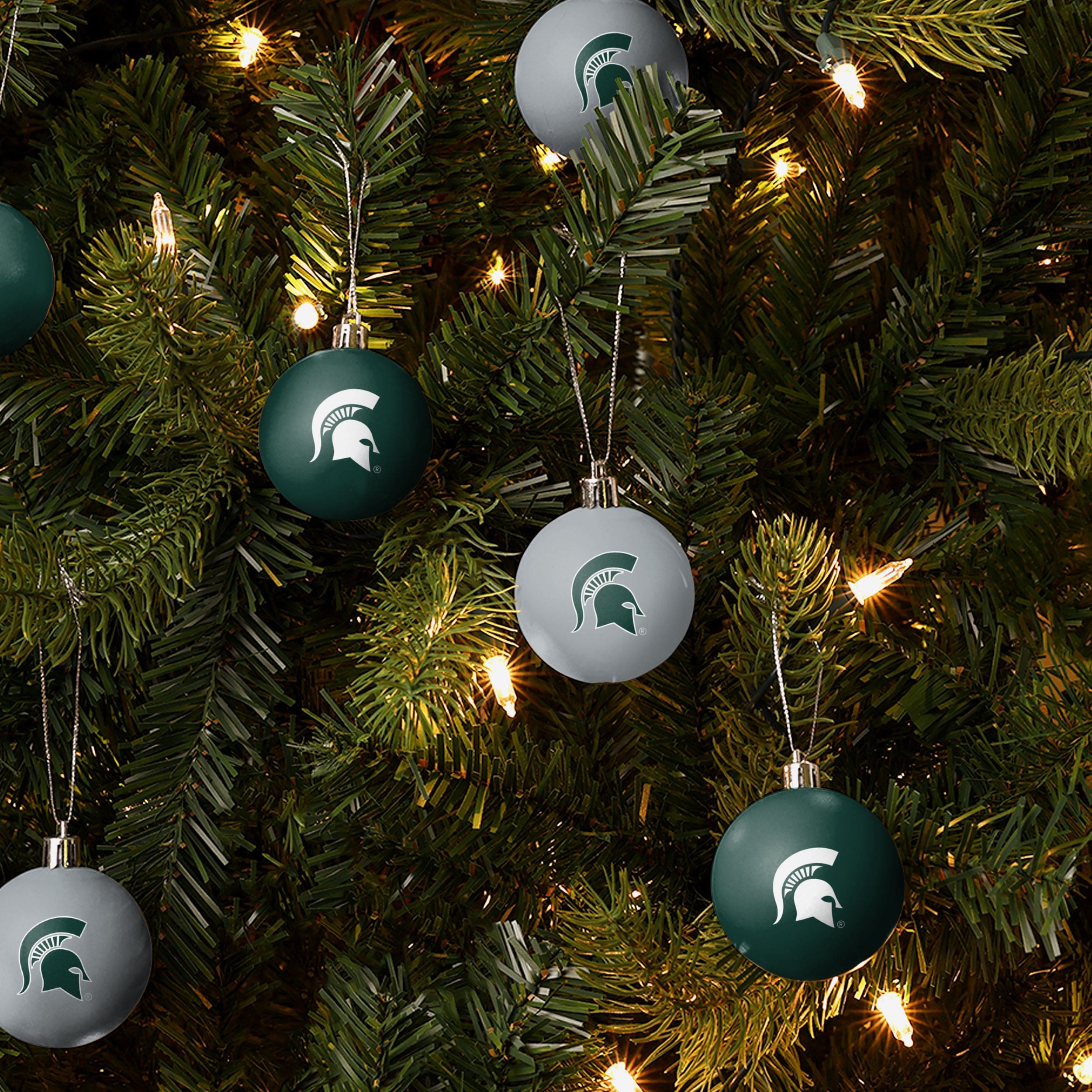 Michigan State Spartans 12 Pack Plastic Ball Ornament Set - Image 2