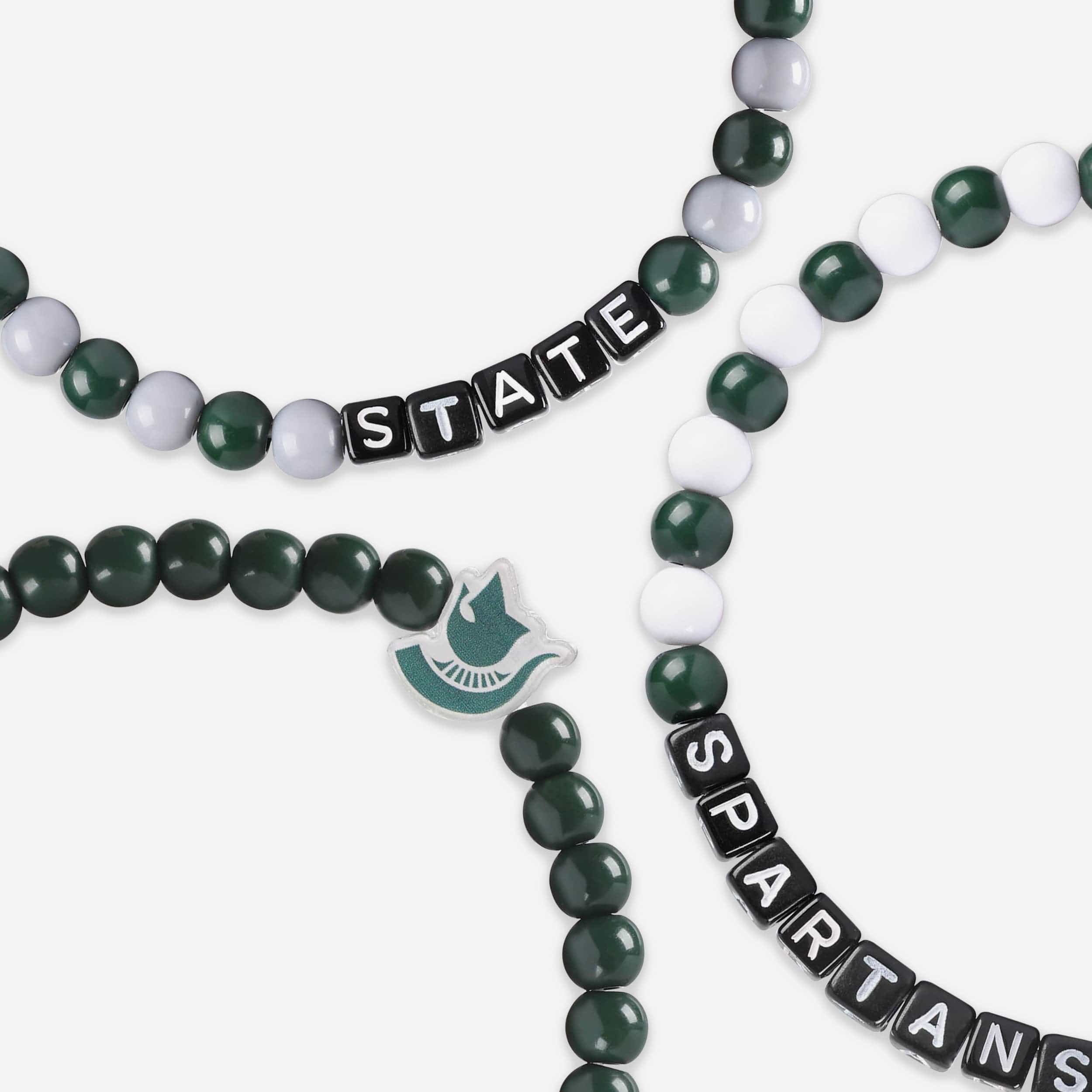 Michigan State Spartans 3 Pack Beaded Friendship Bracelet - Image 2