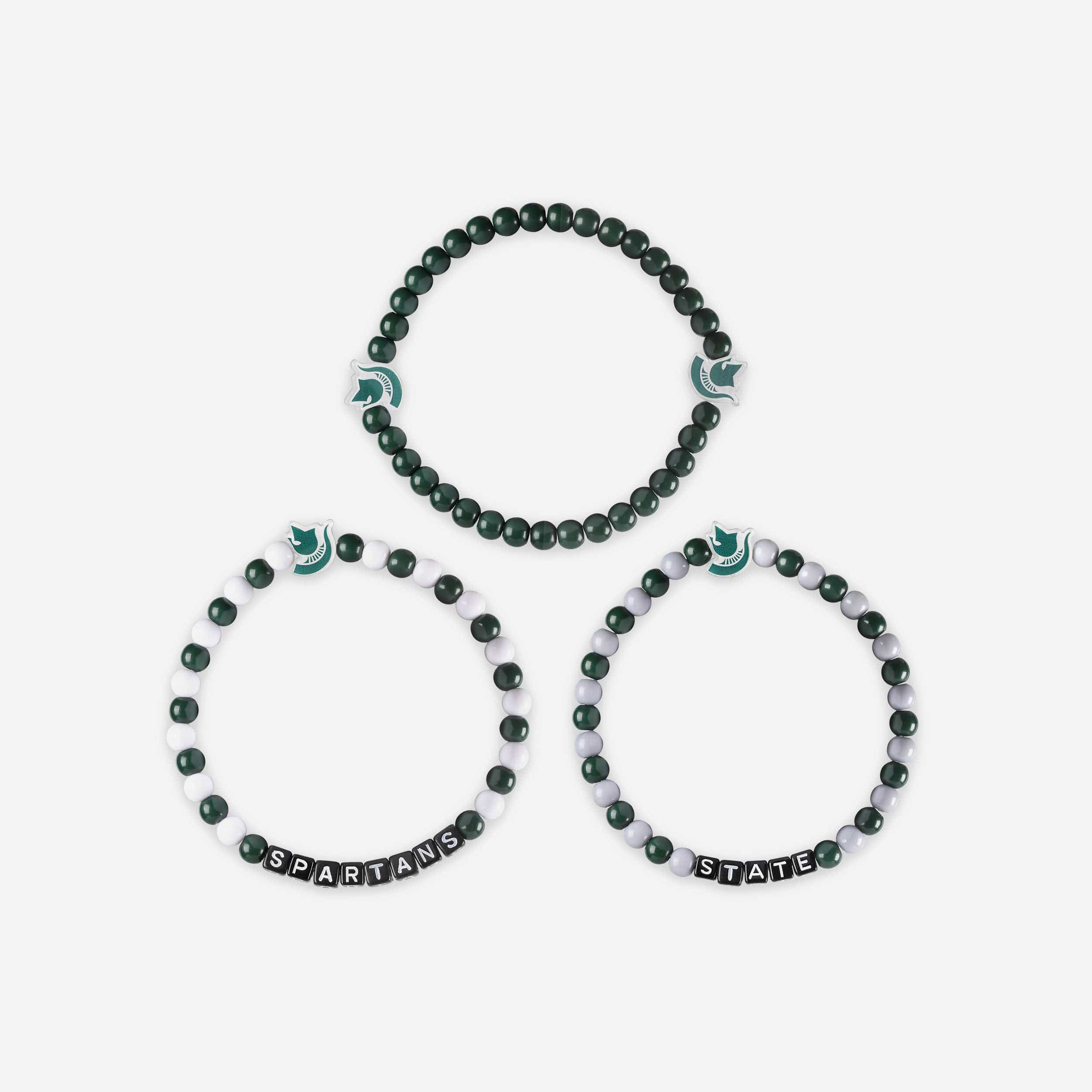 Michigan State Spartans 3 Pack Beaded Friendship Bracelet - Image 3