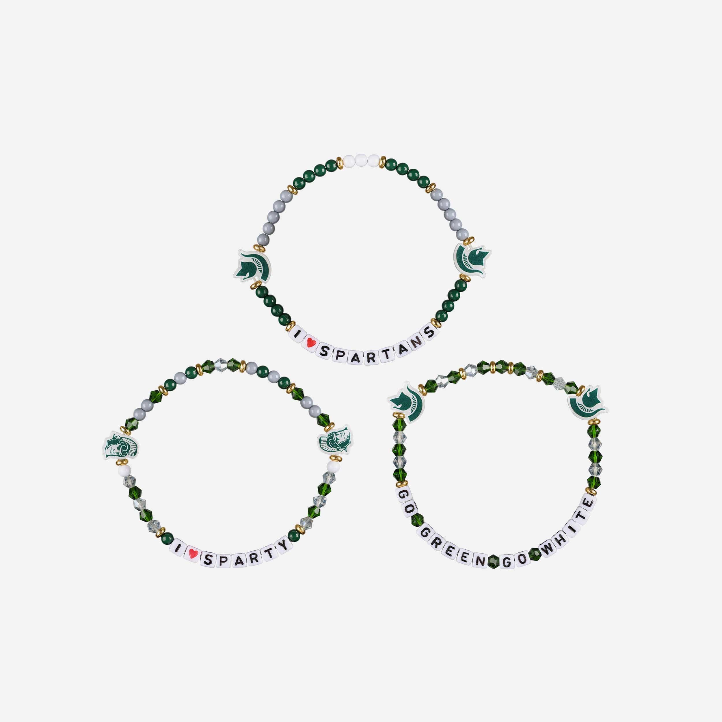 Michigan State Spartans 3 Pack Friendship Bracelet - Image 3