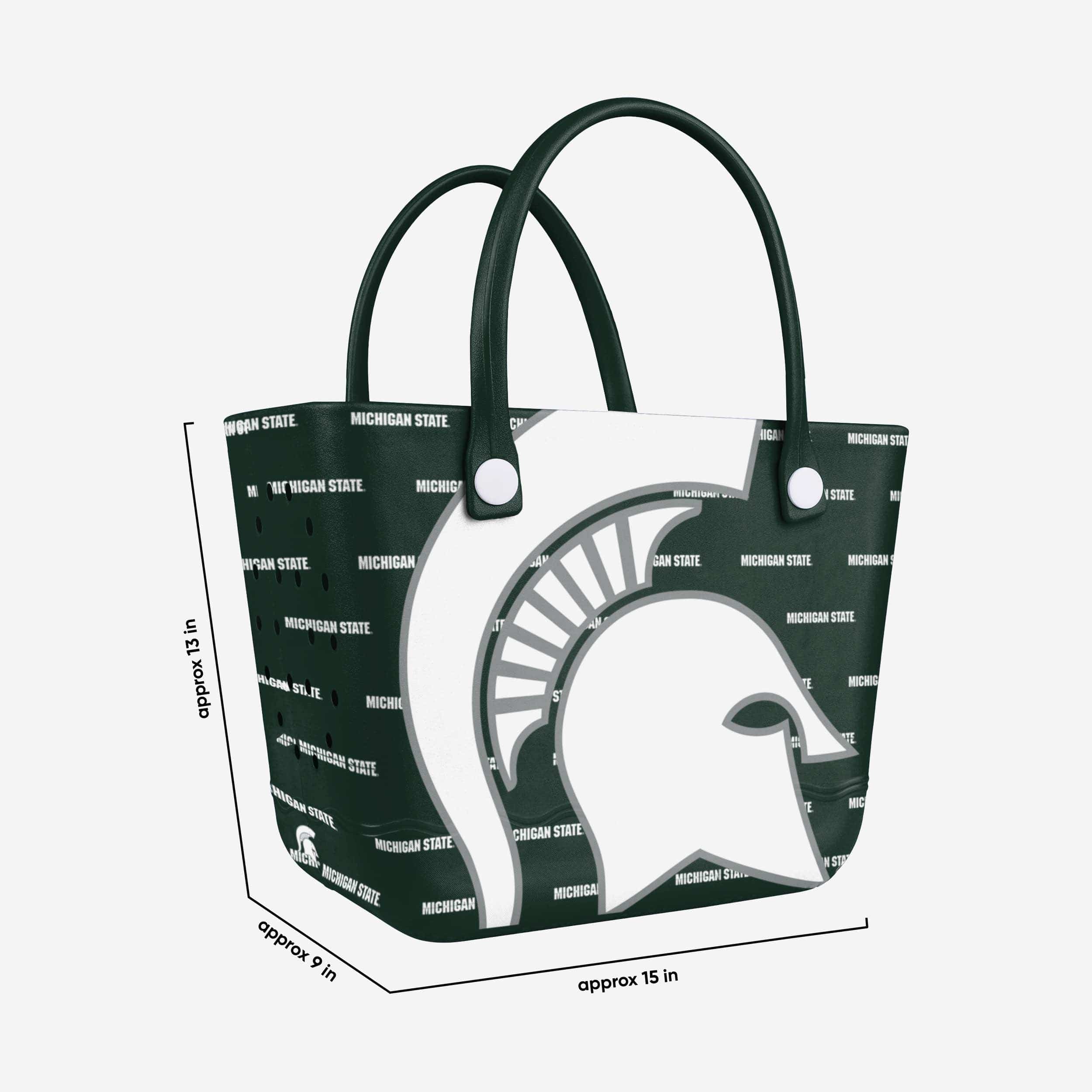 Michigan State Spartans Big Logo Mini Print Tailgate Tote Bag - Image 3