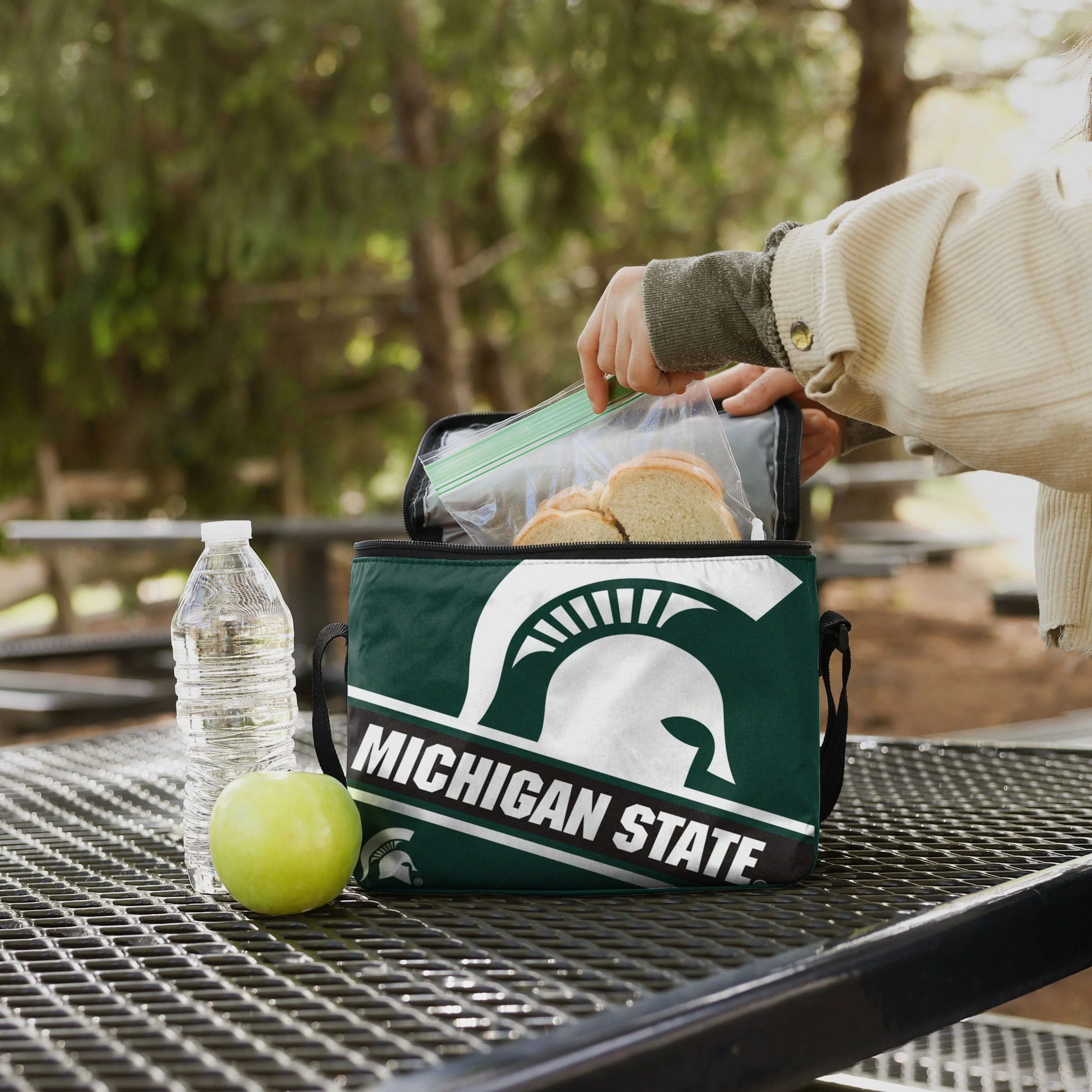 Michigan State Spartans Big Logo Stripe 6 Pack Cooler - Image 3
