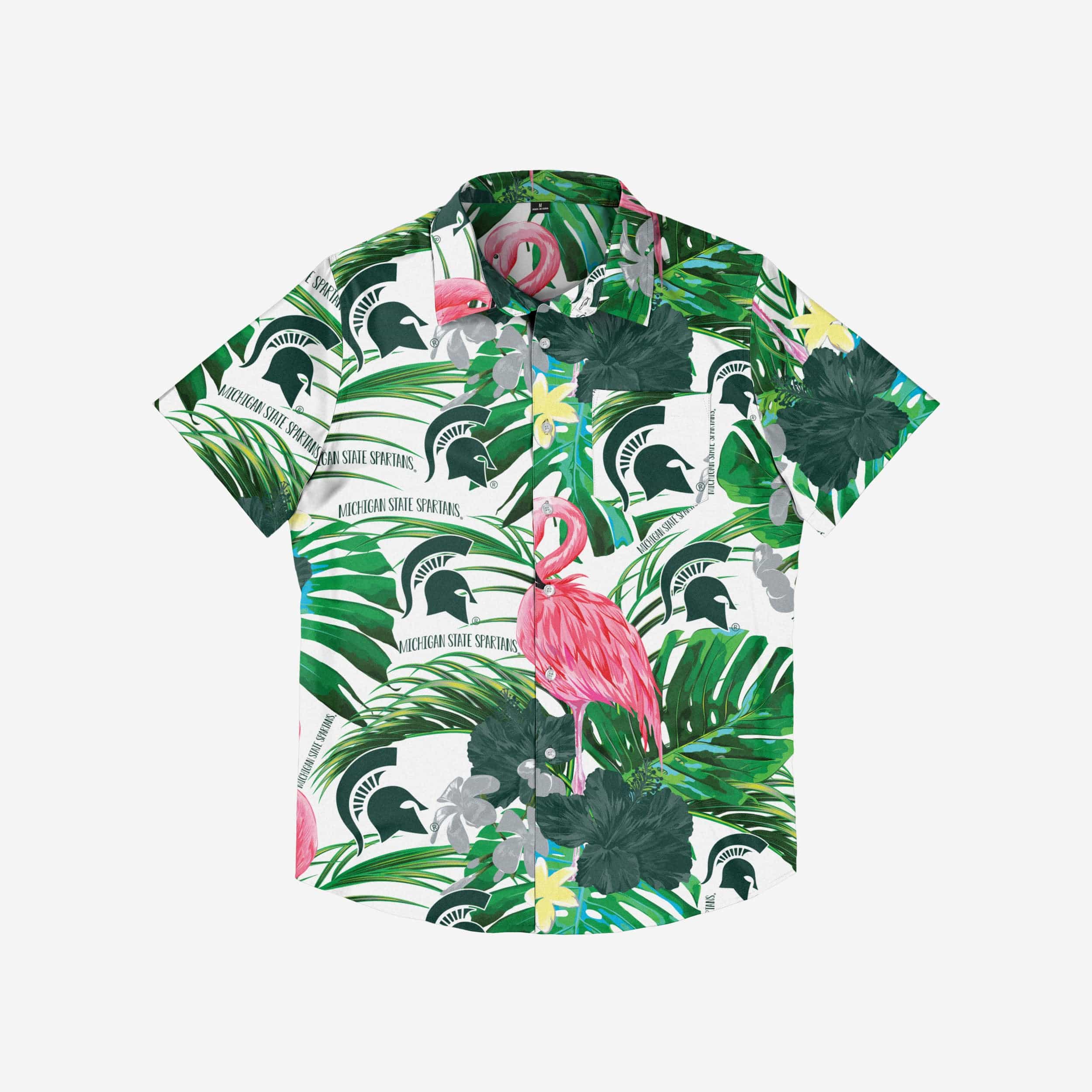 Michigan State Spartans Flamingo Button Up Shirt - Image 3