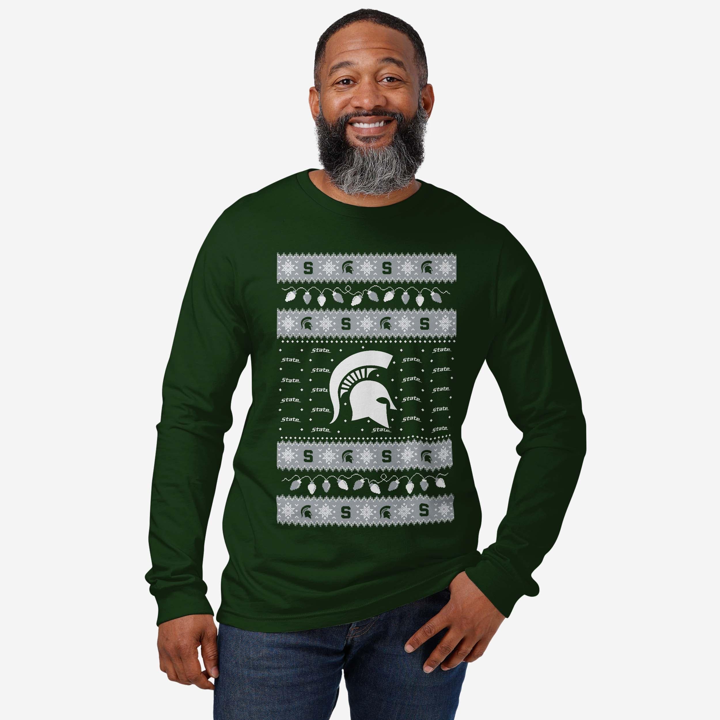 Michigan State Spartans Holiday Lights Sweater Long Sleeve T-Shirt - Image 2