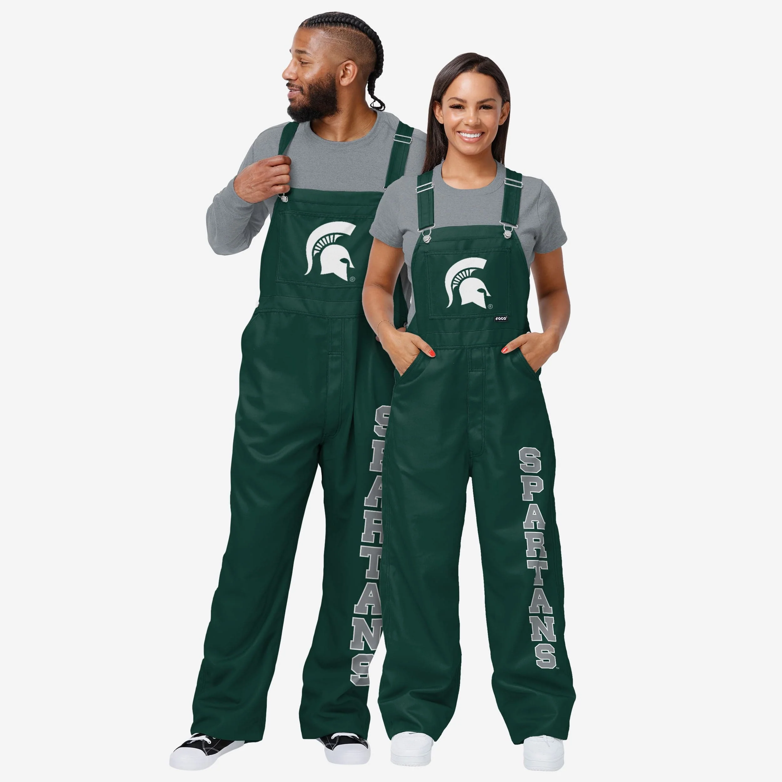 Michigan State Spartans Mens Big Logo Bib Overalls - Image 3