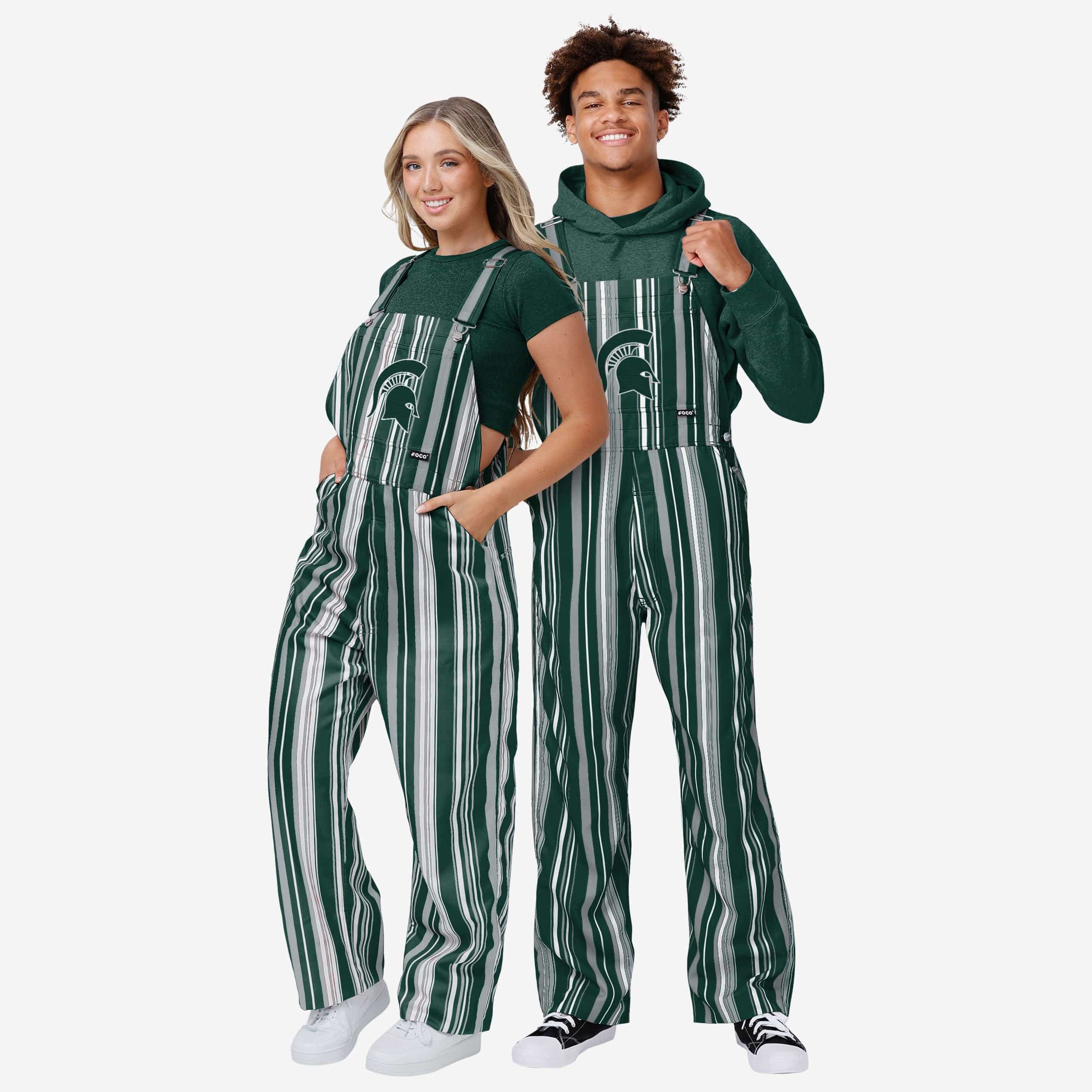 Michigan State Spartans Mens Hyper Stripe Bib Overalls - Image 3