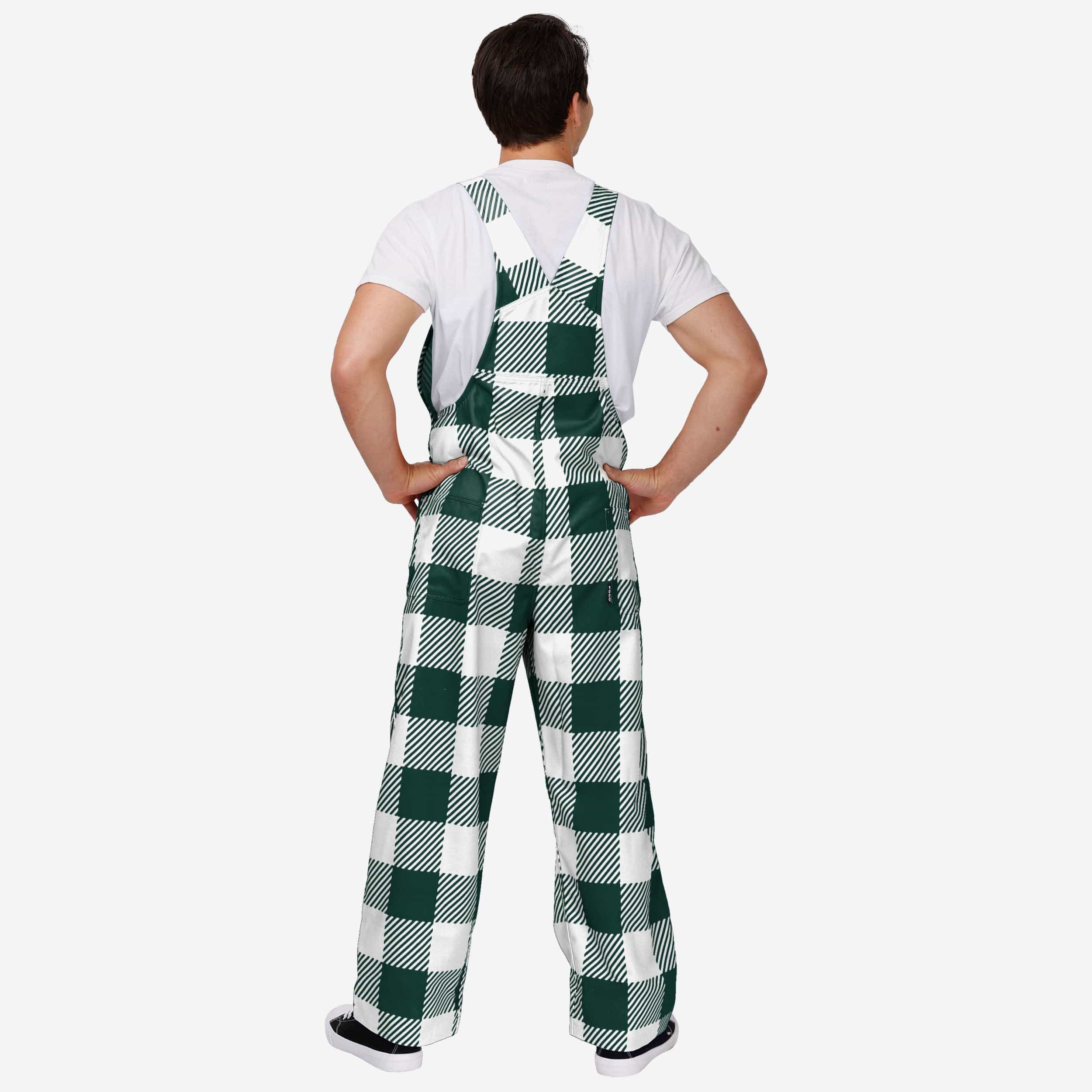 Michigan State Spartans Mens Plaid Bib Overalls - Image 2