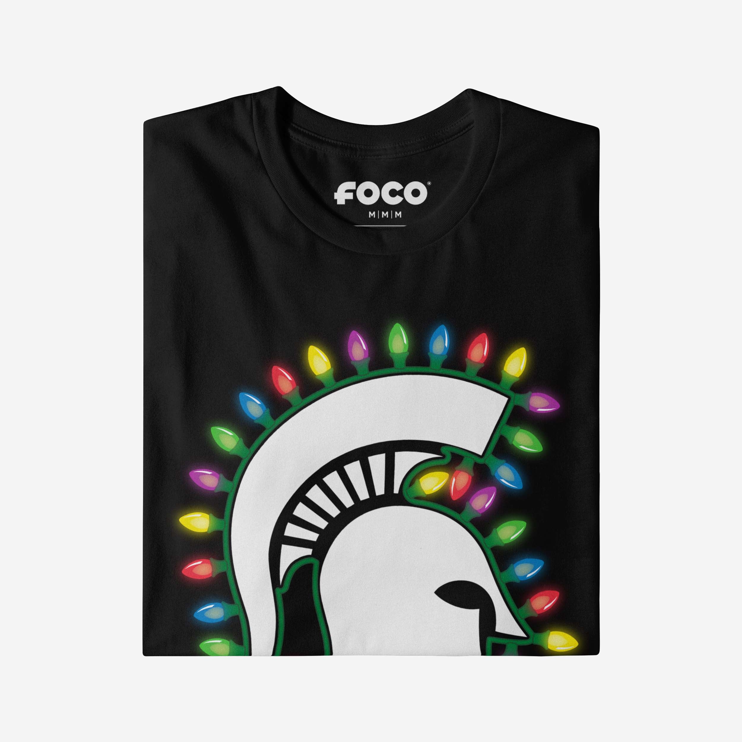 Michigan State Spartans Primary Logo Holiday Lights T-Shirt - Image 3