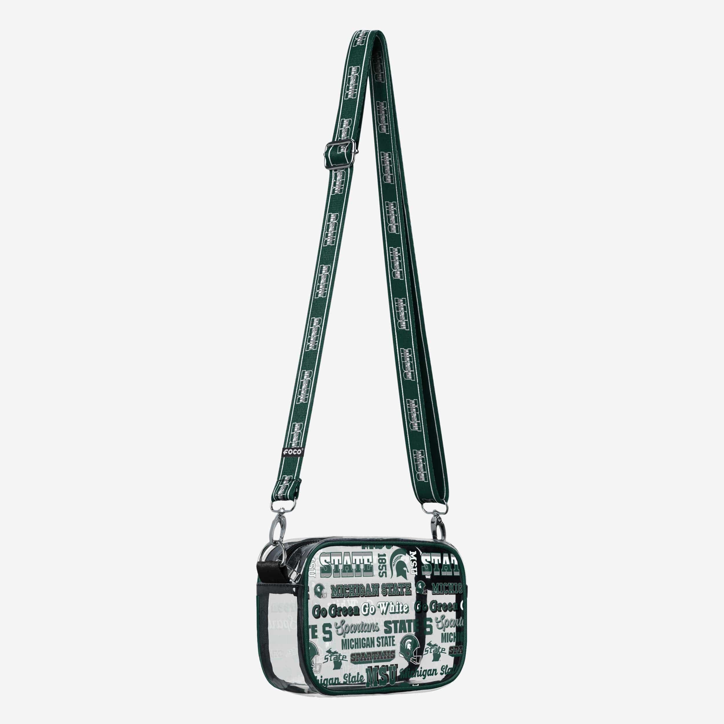 Michigan State Spartans Repeat Retro Print Clear Crossbody Bag - Image 2