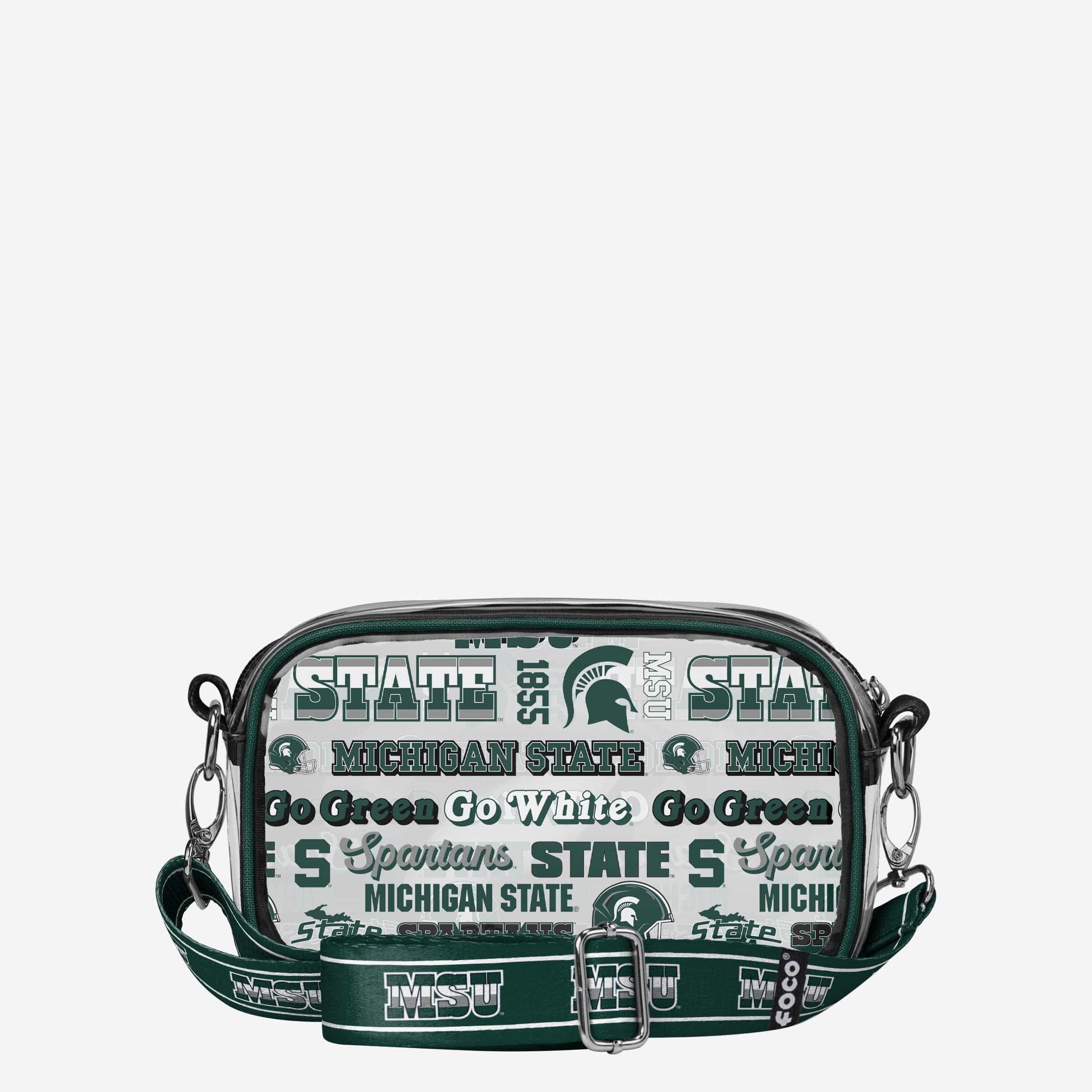 Michigan State Spartans Repeat Retro Print Clear Crossbody Bag - Image 5