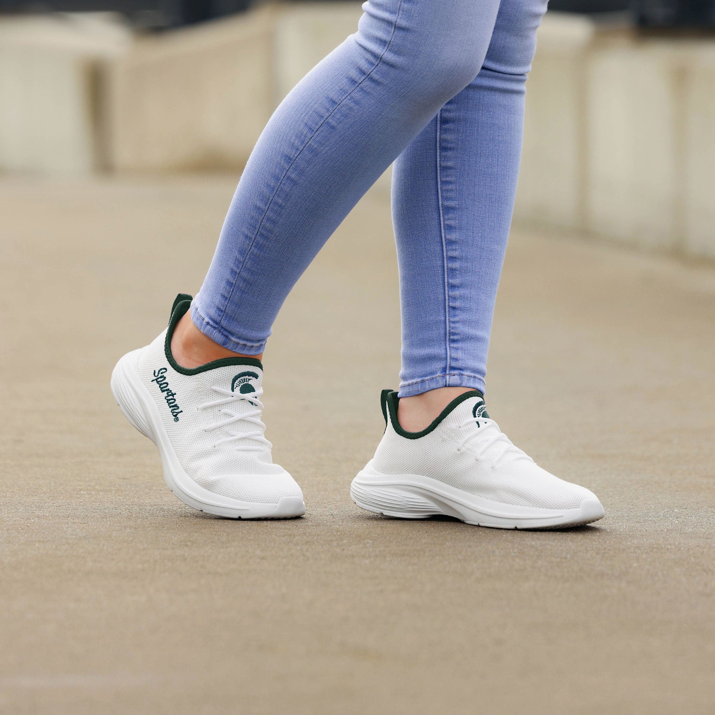 Michigan State Spartans Womens Midsole White Sneaker - Image 3