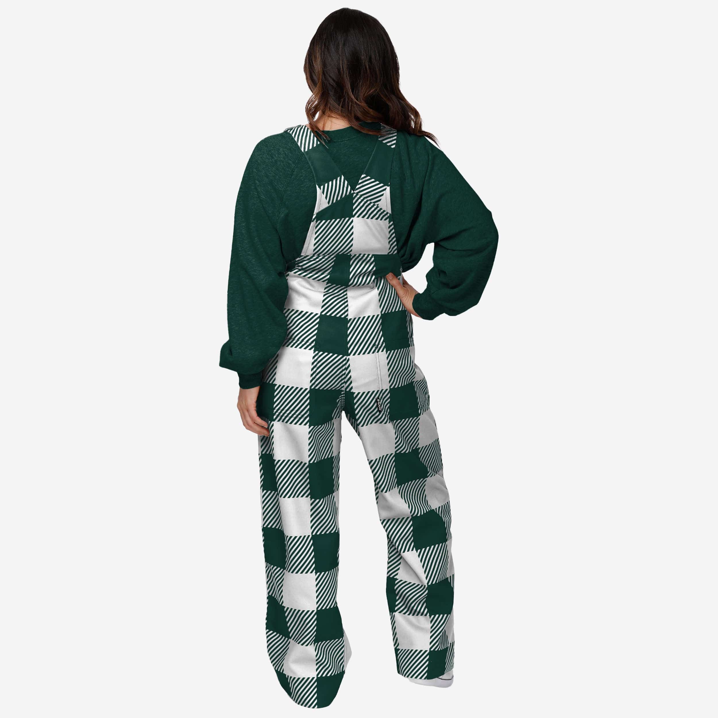 Michigan State Spartans Womens Plaid Bib Overalls - Image 2