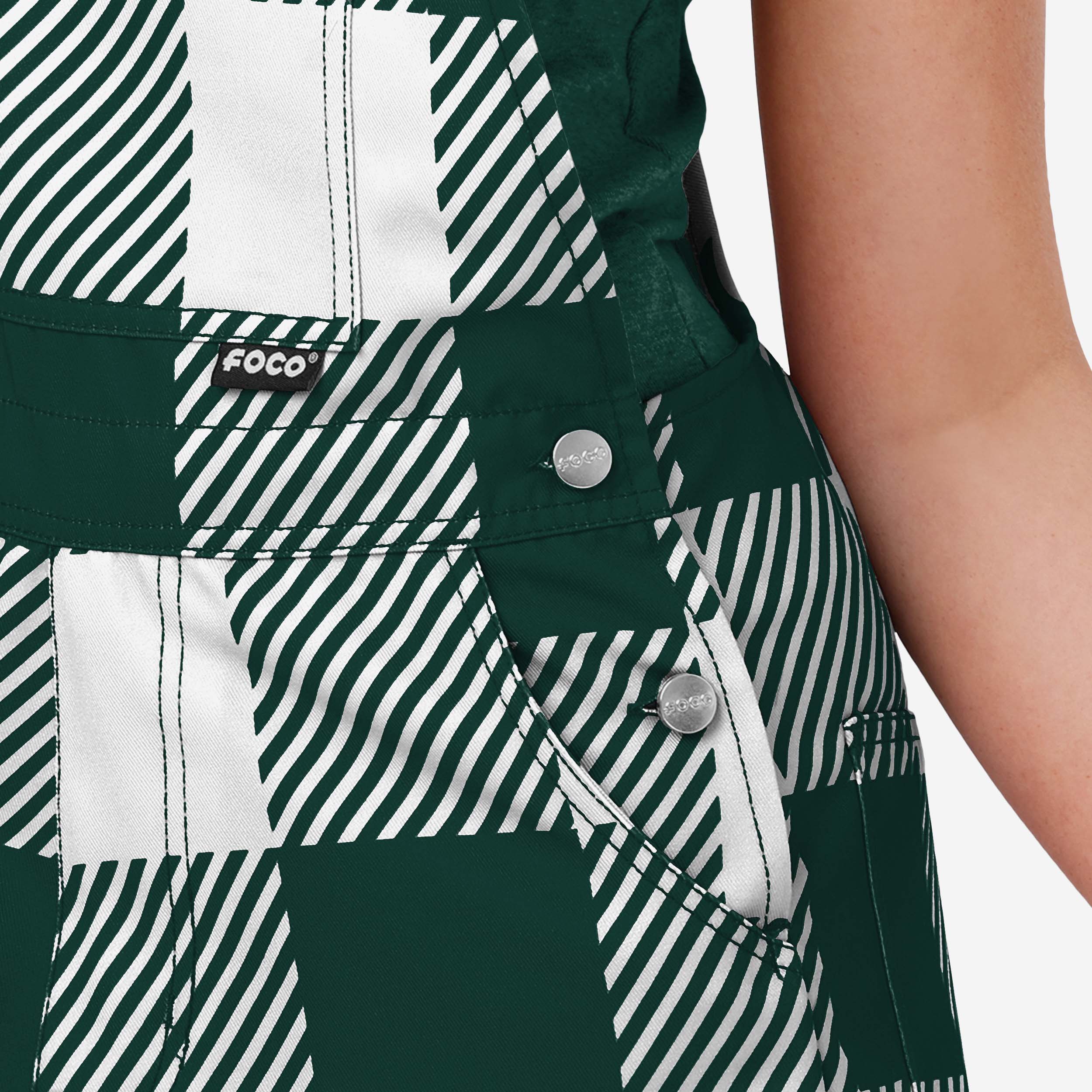 Michigan State Spartans Womens Plaid Bib Shortalls - Image 4