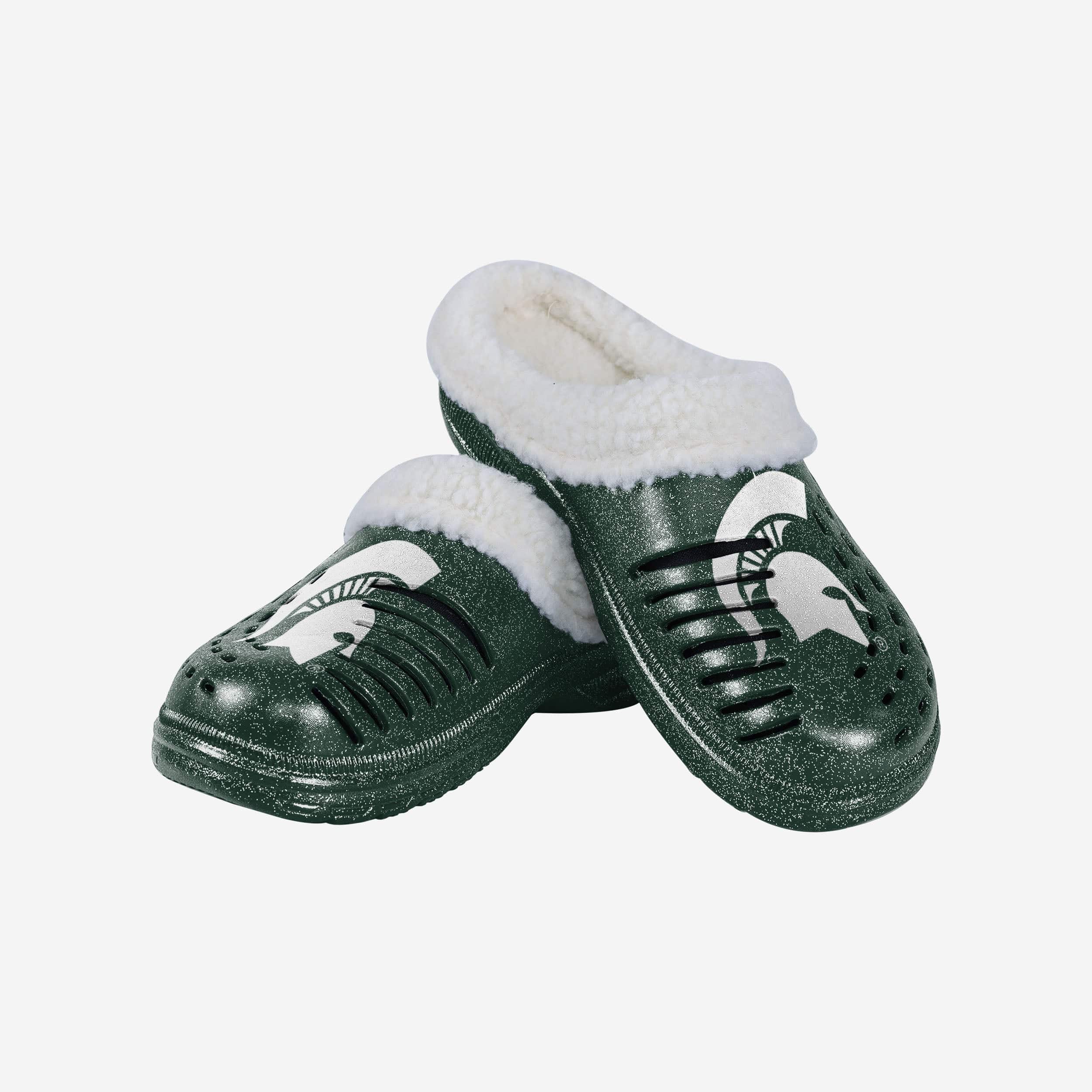 Michigan State Spartans Womens Sherpa Lined Glitter Clog - Image 3