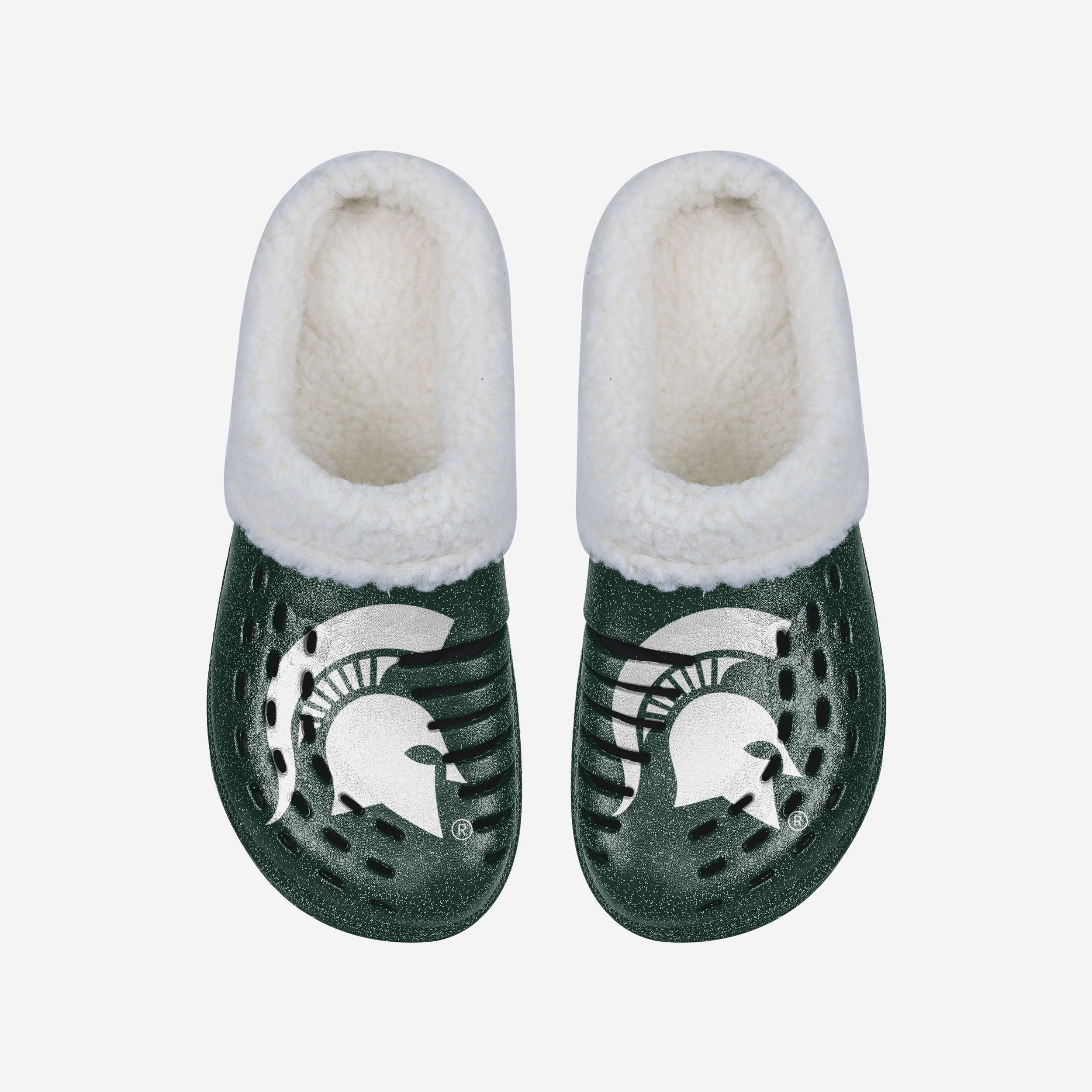 Michigan State Spartans Womens Sherpa Lined Glitter Clog - Image 4