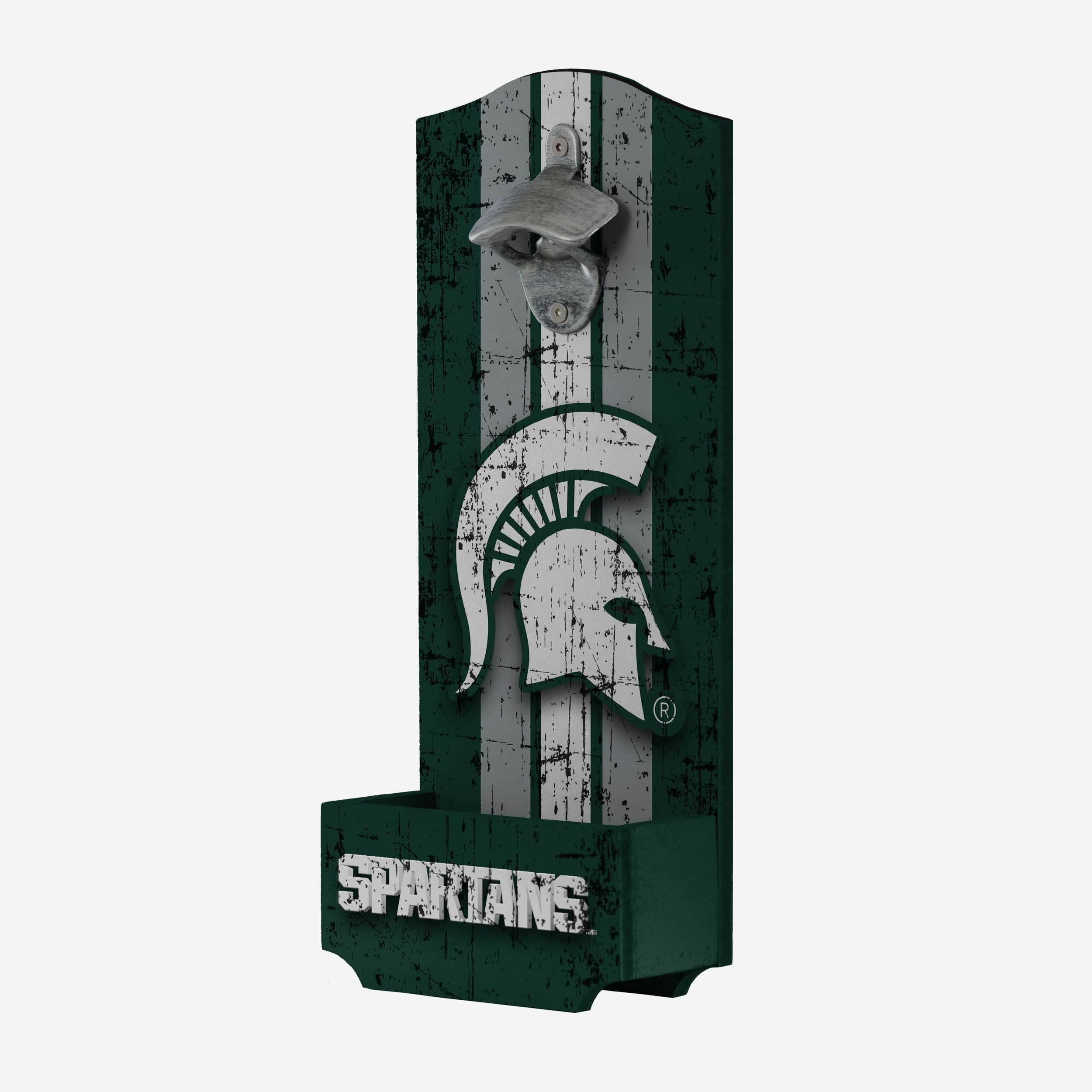 Michigan State Spartans Wooden Bottle Cap Opener Sign