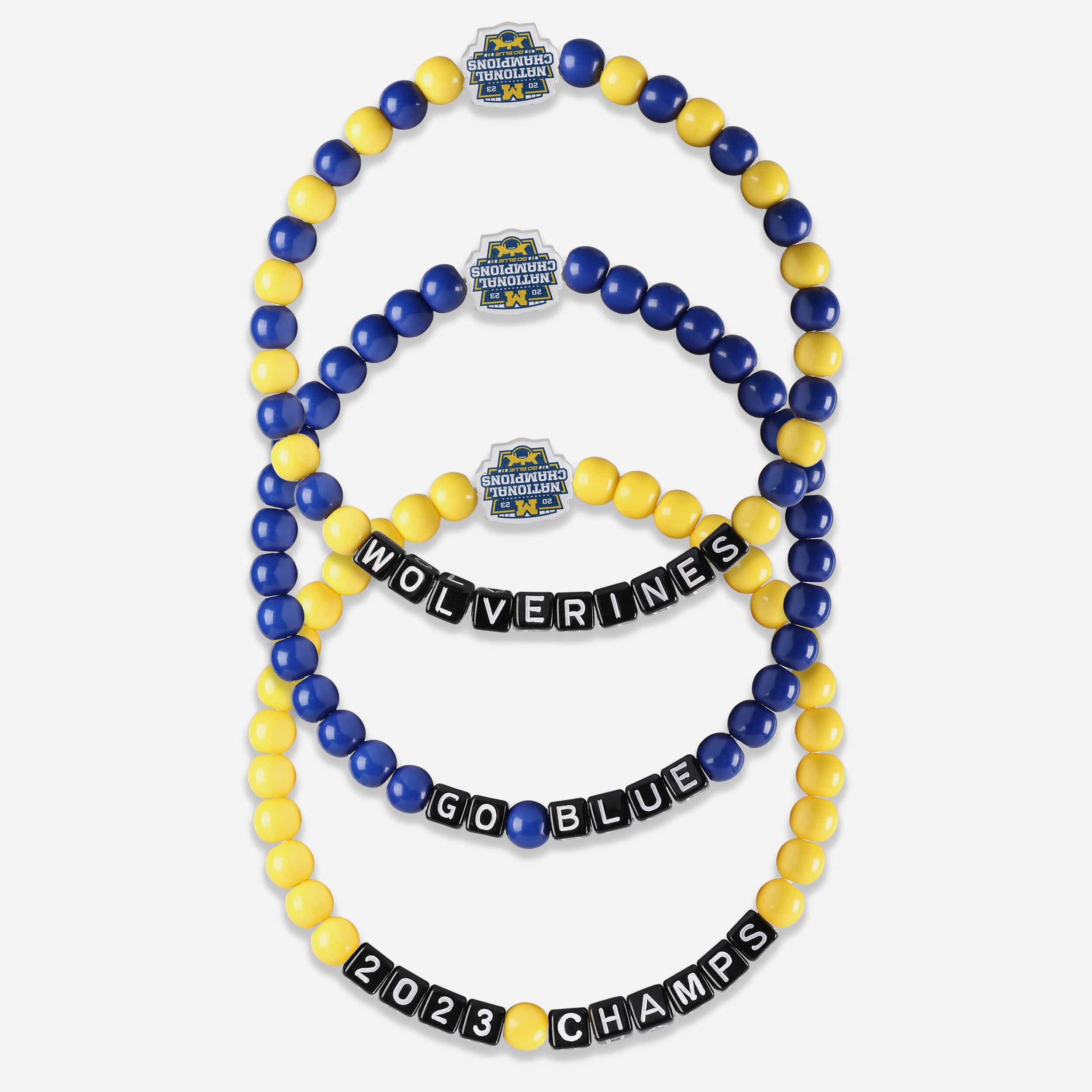 Michigan Wolverines 2023 Football National Champions 3 Pack Beaded Friendship Bracelet