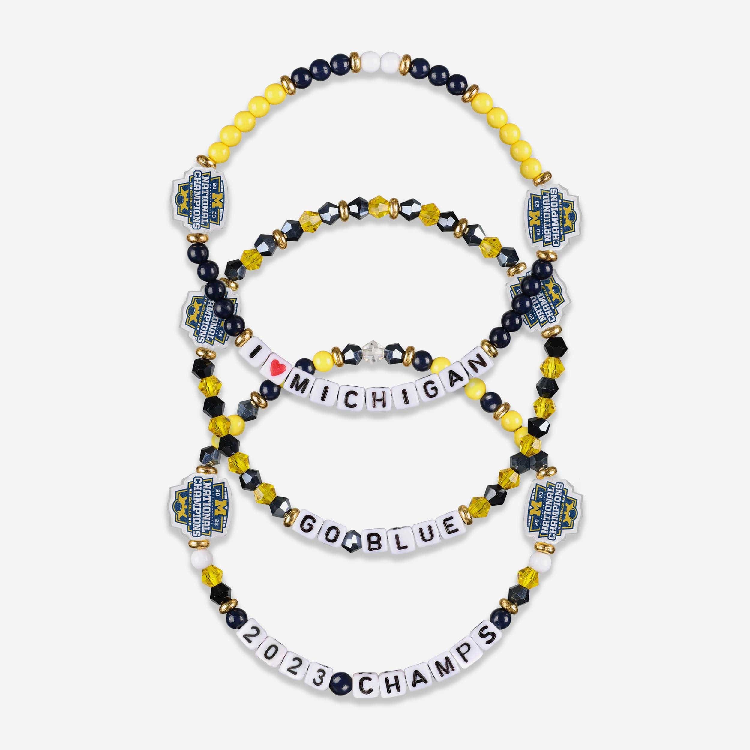 Michigan Wolverines 2023 Football National Champions 3 Pack Friendship Bracelet