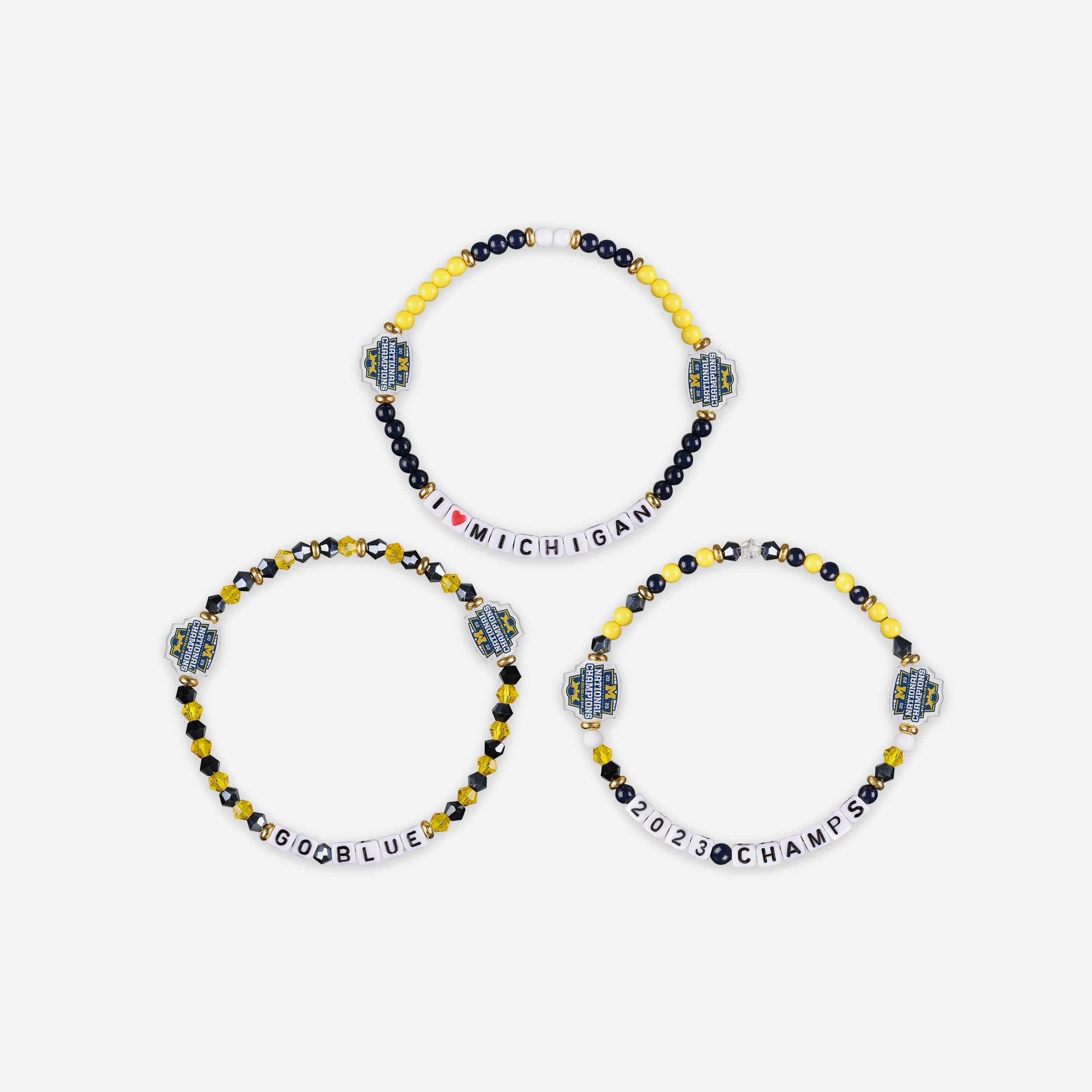 Michigan Wolverines 2023 Football National Champions 3 Pack Friendship Bracelet - Image 3