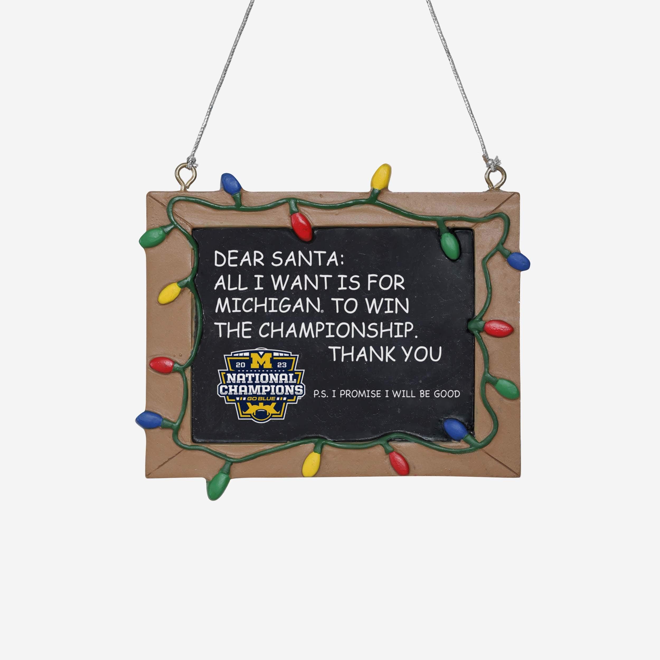 Michigan Wolverines 2023 Football National Champions Chalkboard Sign Ornament