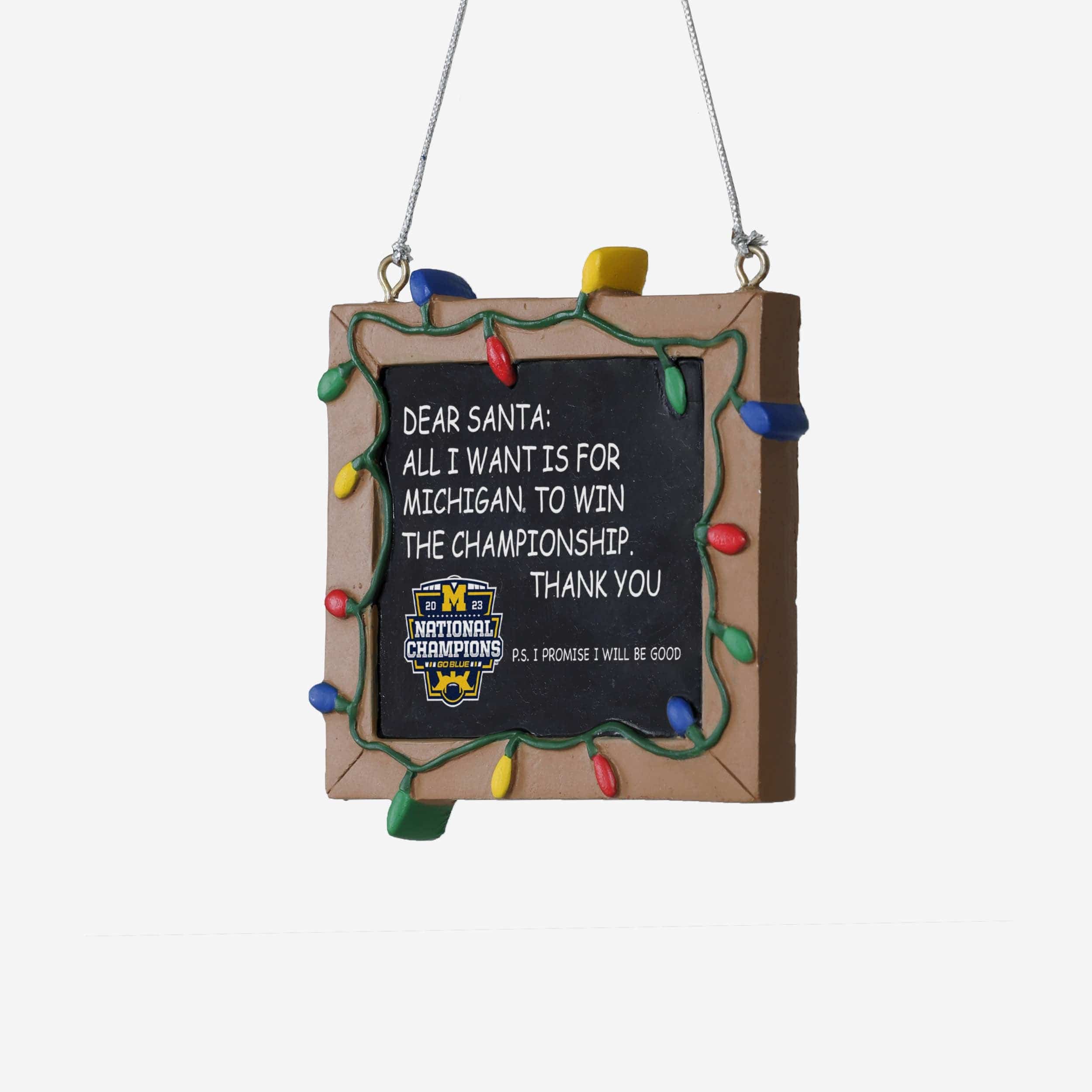 Michigan Wolverines 2023 Football National Champions Chalkboard Sign Ornament - Image 2
