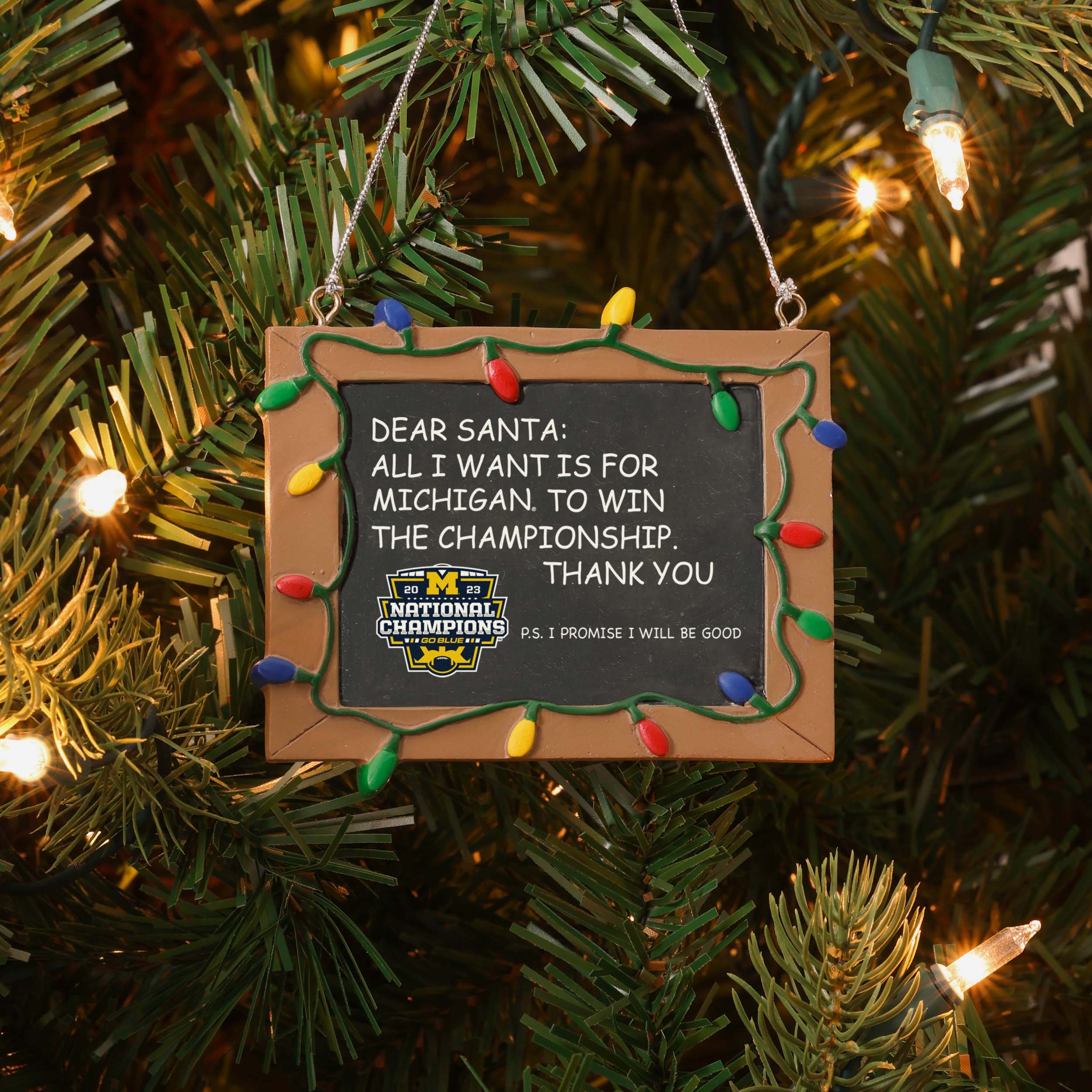Michigan Wolverines 2023 Football National Champions Chalkboard Sign Ornament - Image 3
