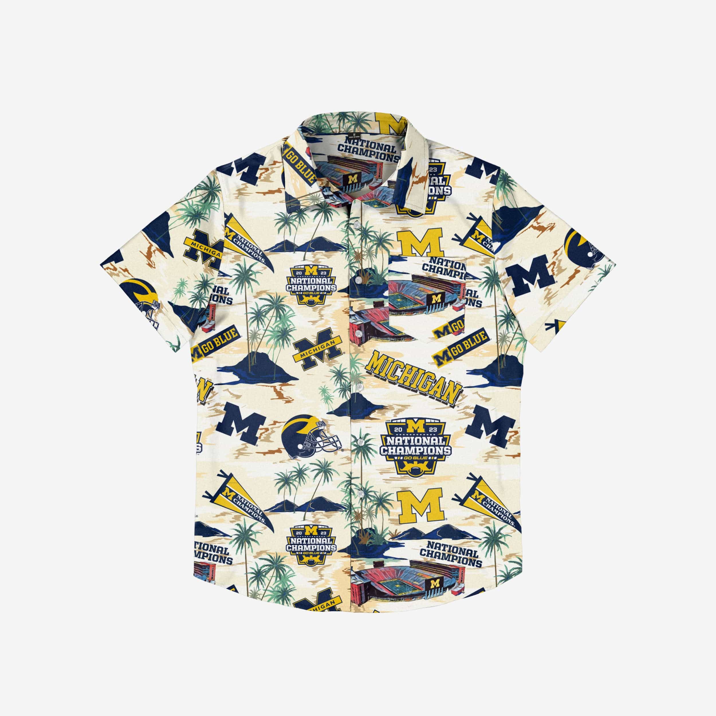 Michigan Wolverines 2023 Football National Champions Floral Button Up Shirt - Image 3