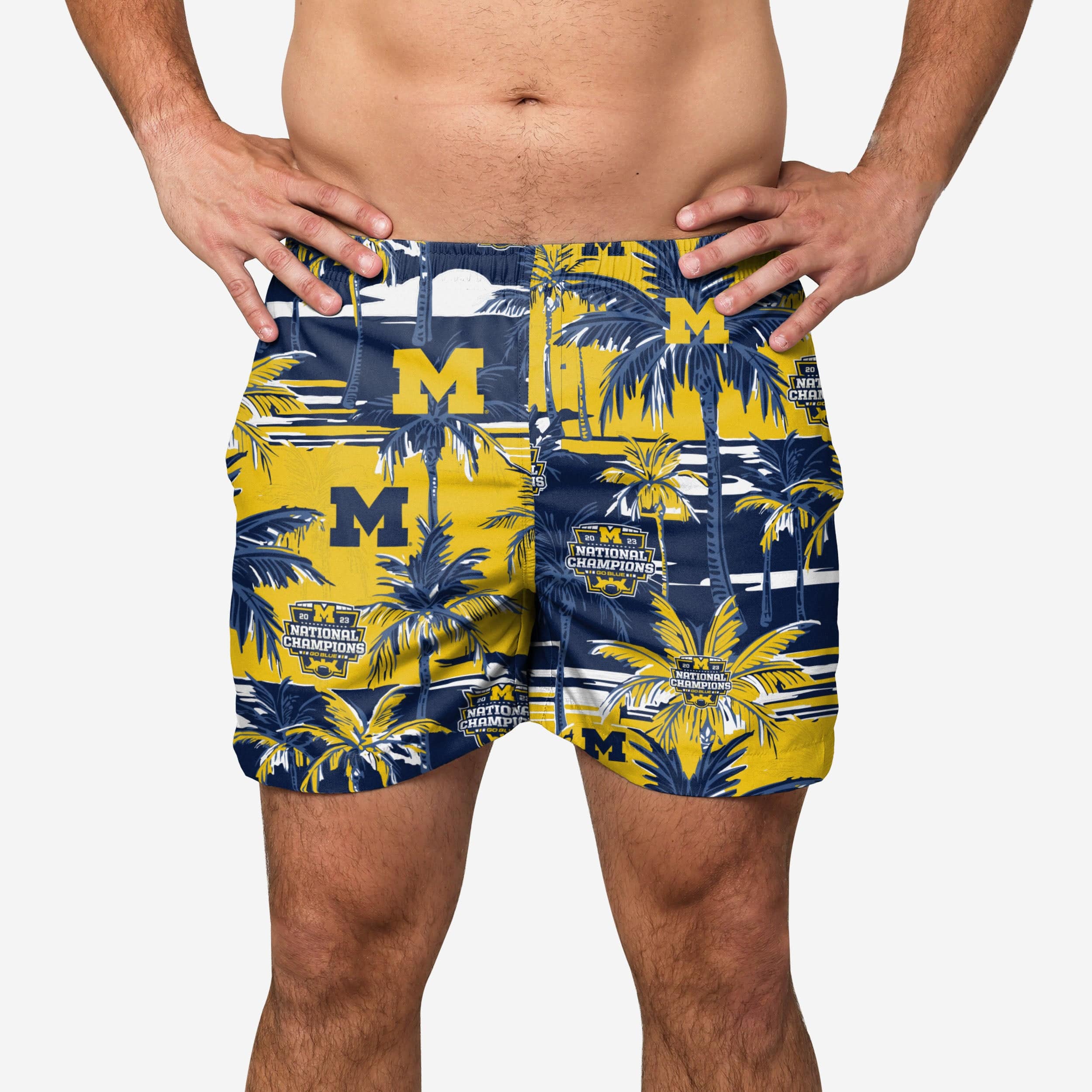 Michigan Wolverines 2023 Football National Champions Floral Swimming Trunks