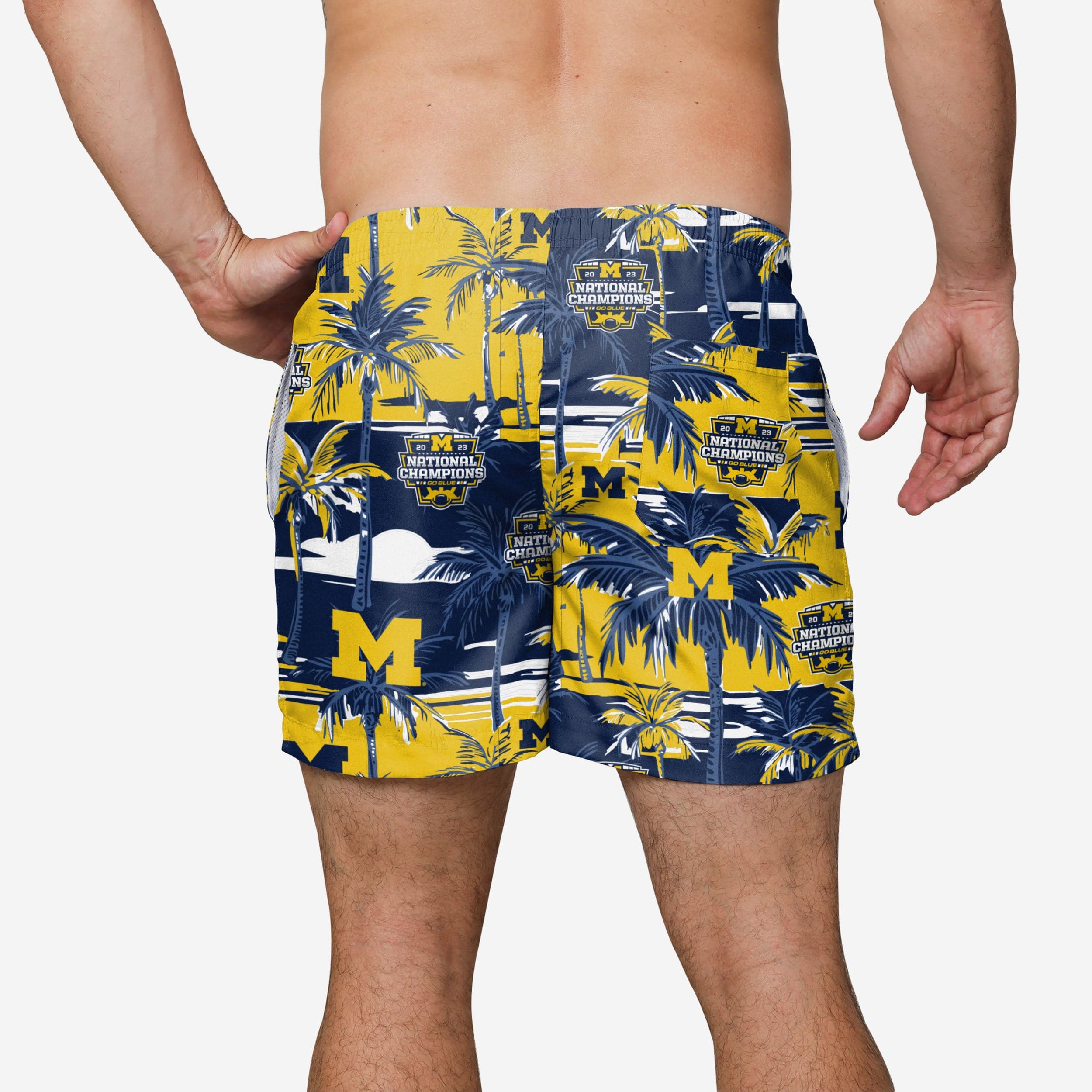 Michigan Wolverines 2023 Football National Champions Floral Swimming Trunks - Image 2