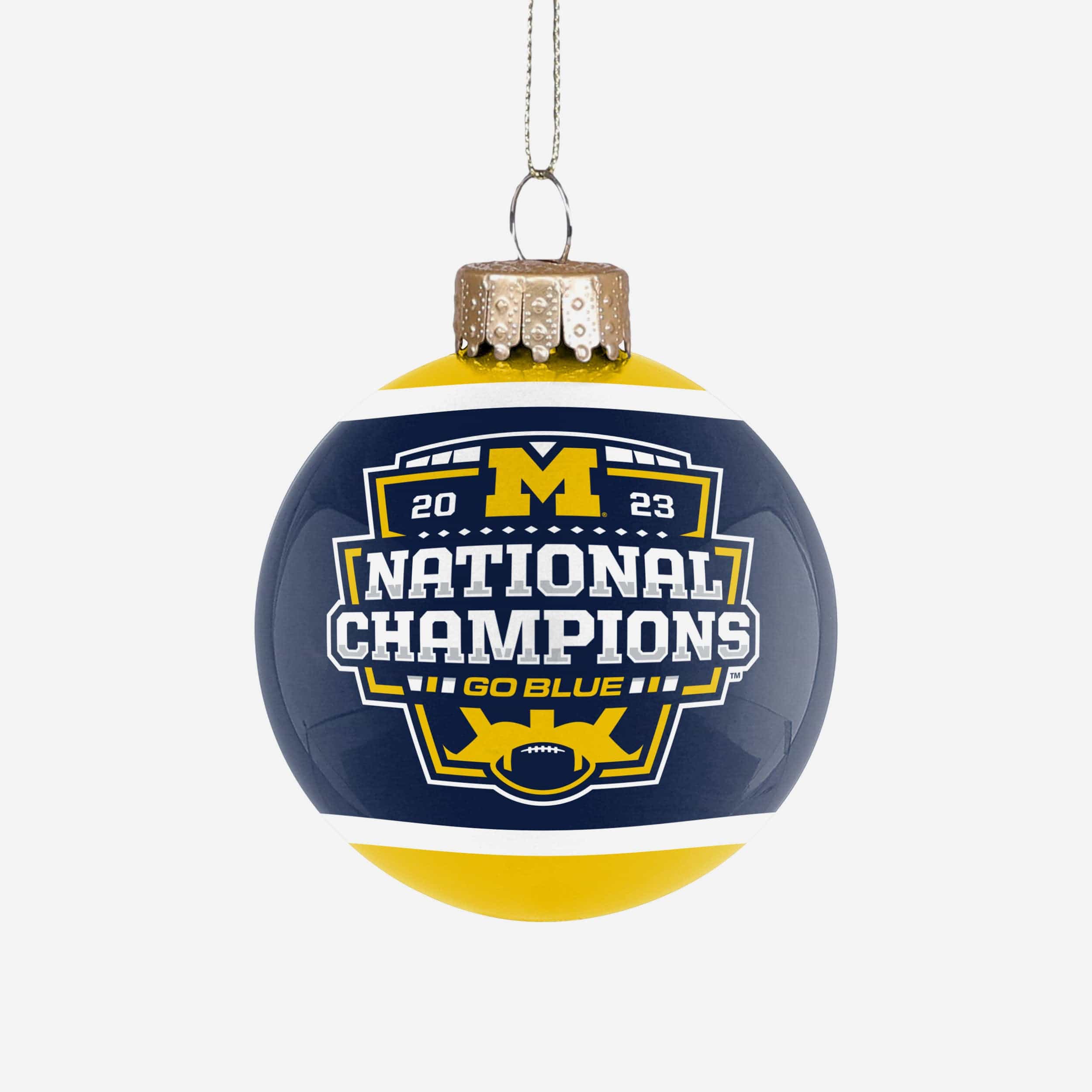 Michigan Wolverines 2023 Football National Champions Glass Ball Ornament