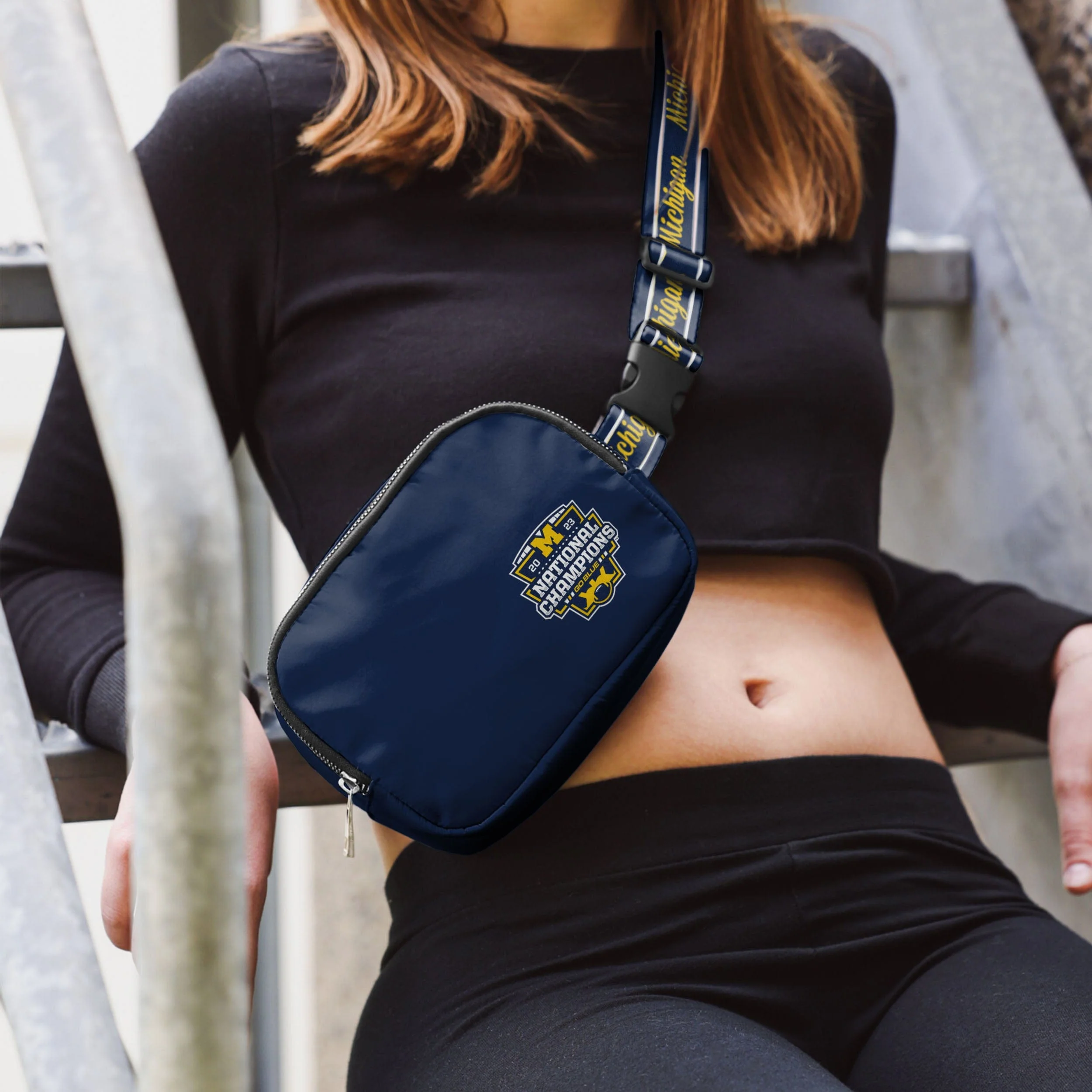 Michigan Wolverines 2023 Football National Champions Team Wordmark Crossbody Belt Bag - Image 3