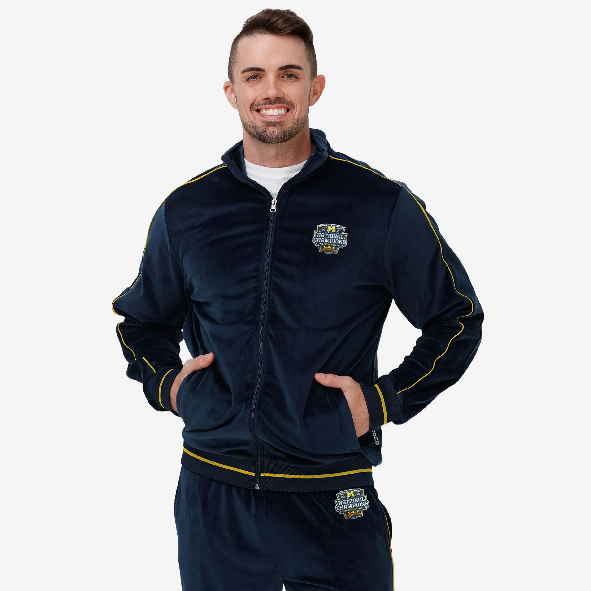 Michigan Wolverines 2023 Football National Champions Velour Zip Up Top