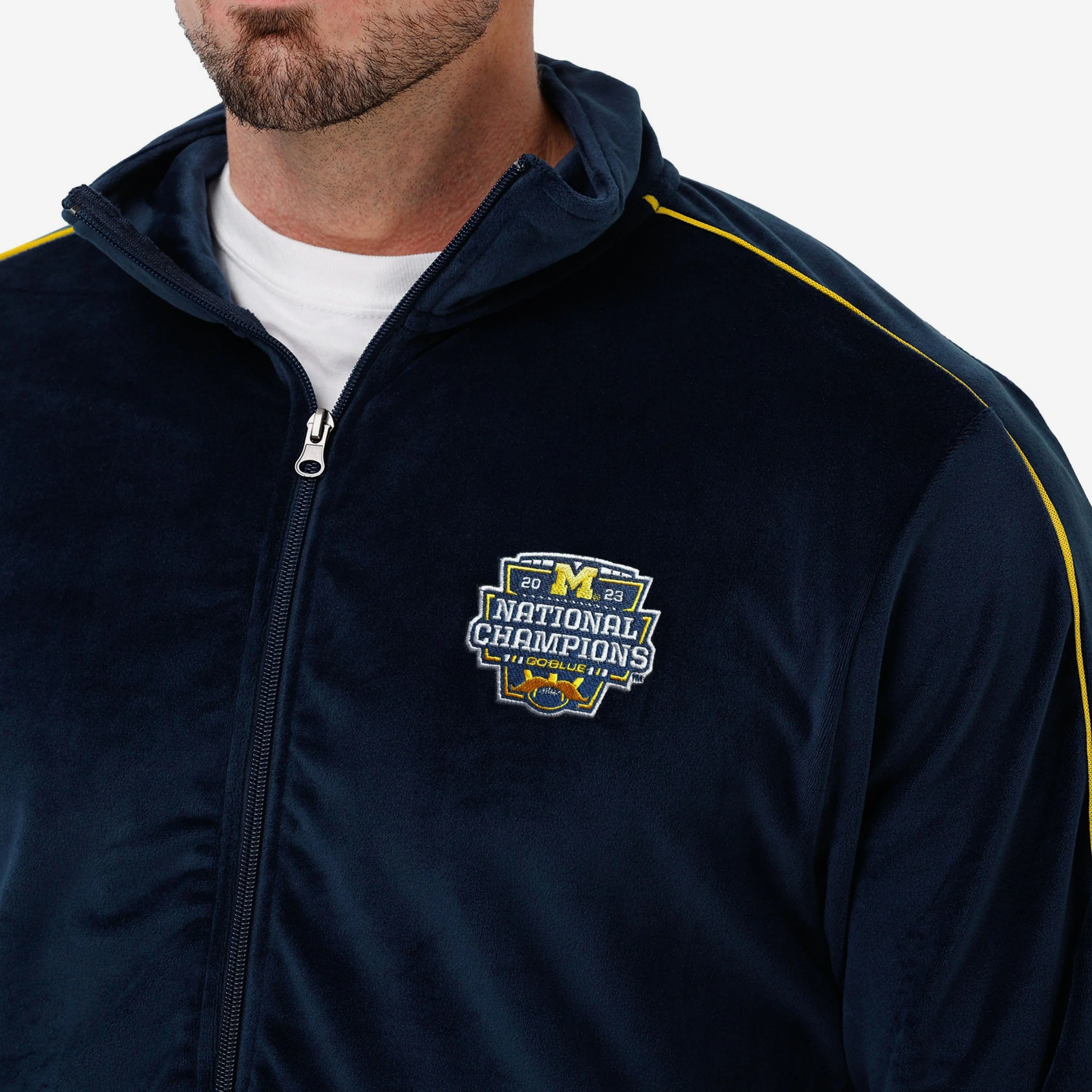 Michigan Wolverines 2023 Football National Champions Velour Zip Up Top - Image 3