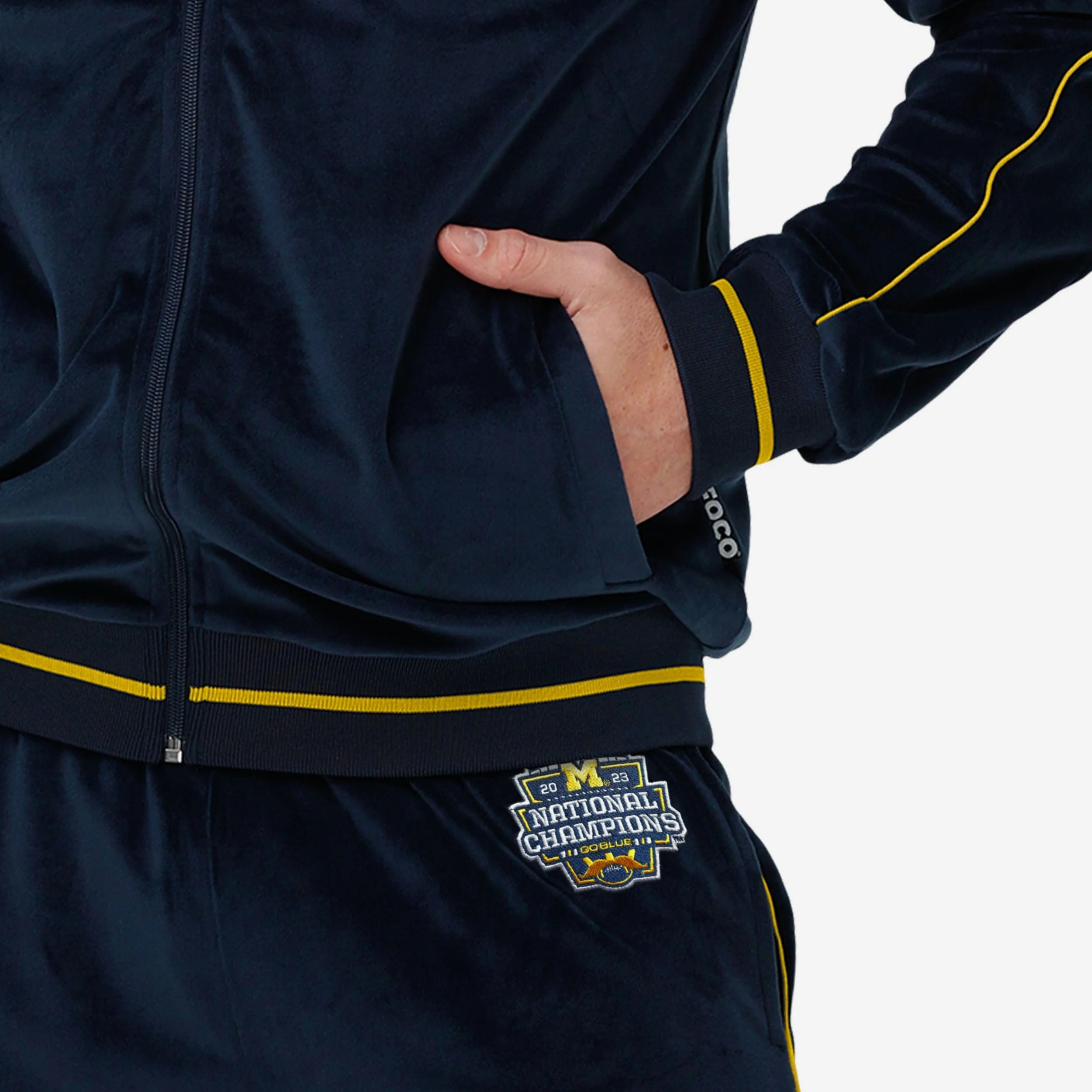 Michigan Wolverines 2023 Football National Champions Velour Zip Up Top - Image 4