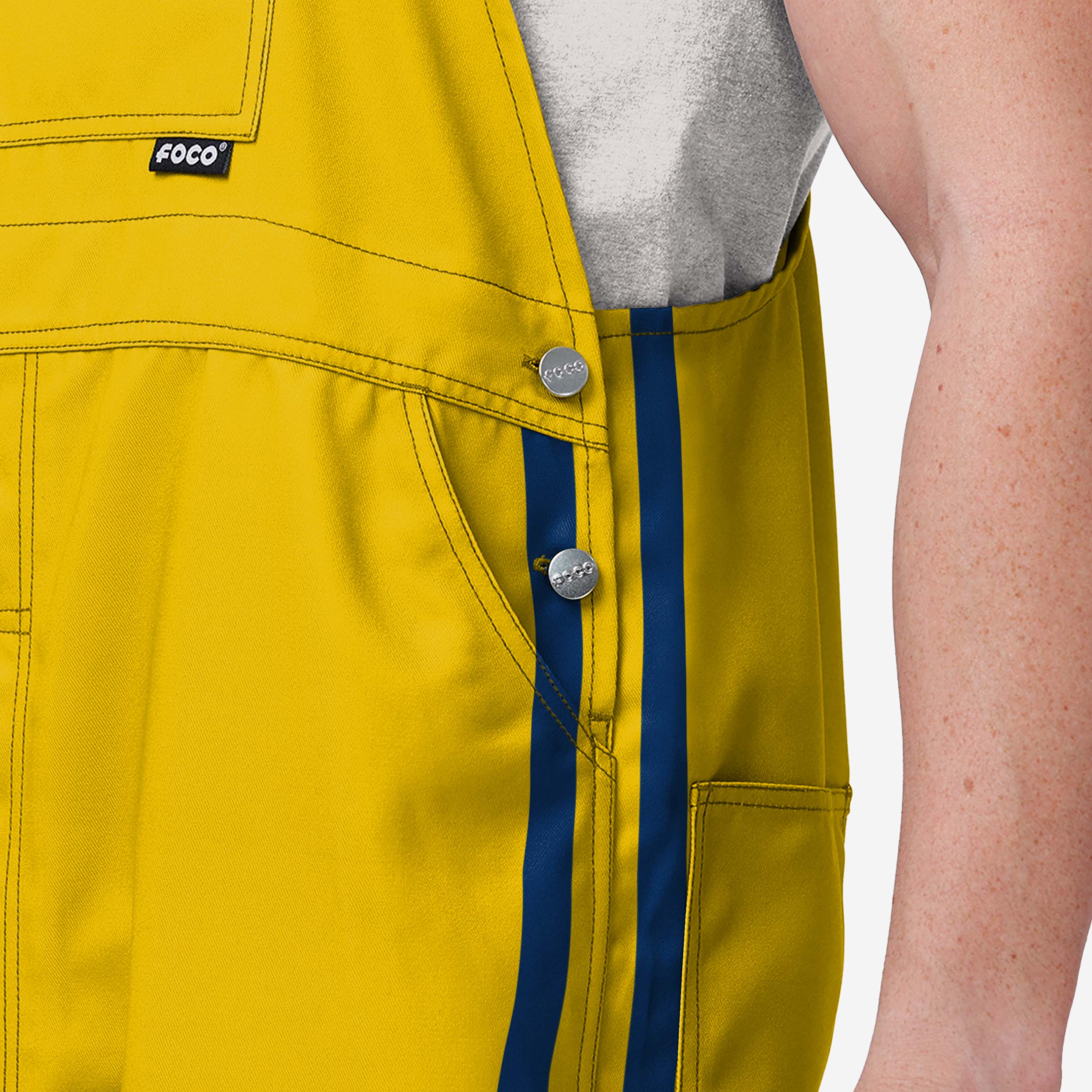 Michigan Wolverines 2023 Football National Champions Yellow Mens Team Stripe Stripe Bib Overalls - Image 5