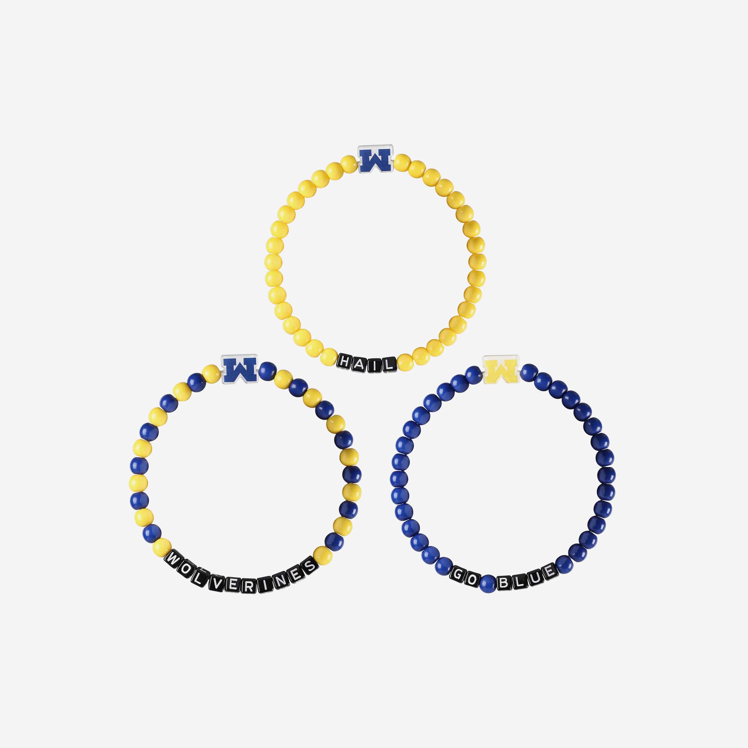 Michigan Wolverines 3 Pack Beaded Friendship Bracelet - Image 3