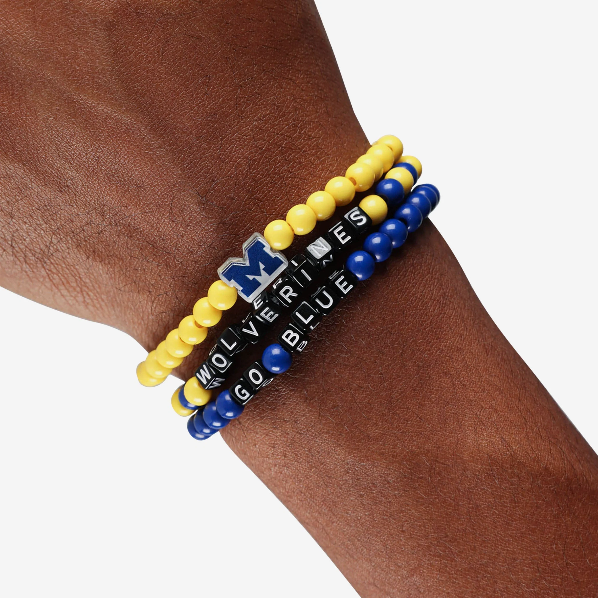 Michigan Wolverines 3 Pack Beaded Friendship Bracelet - Image 4