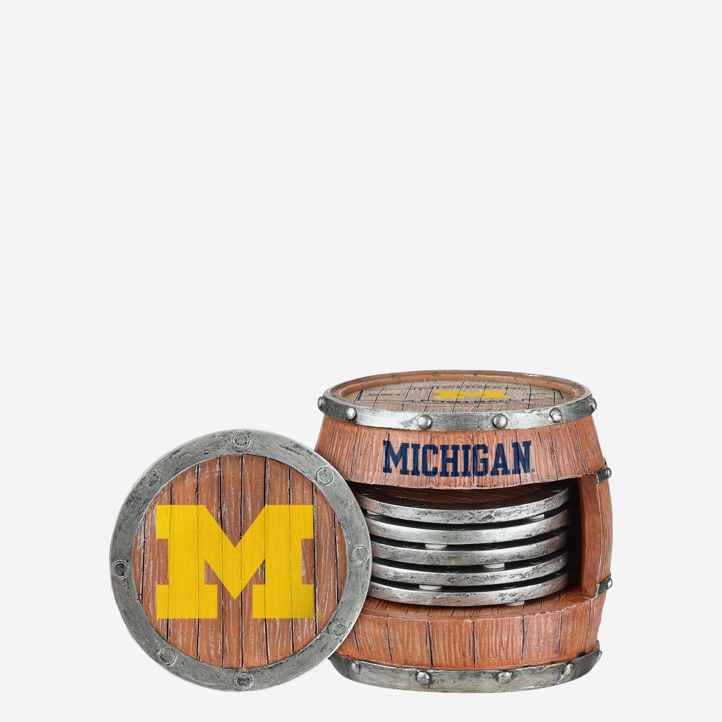 Michigan Wolverines 5 Pack Barrel Coaster Set