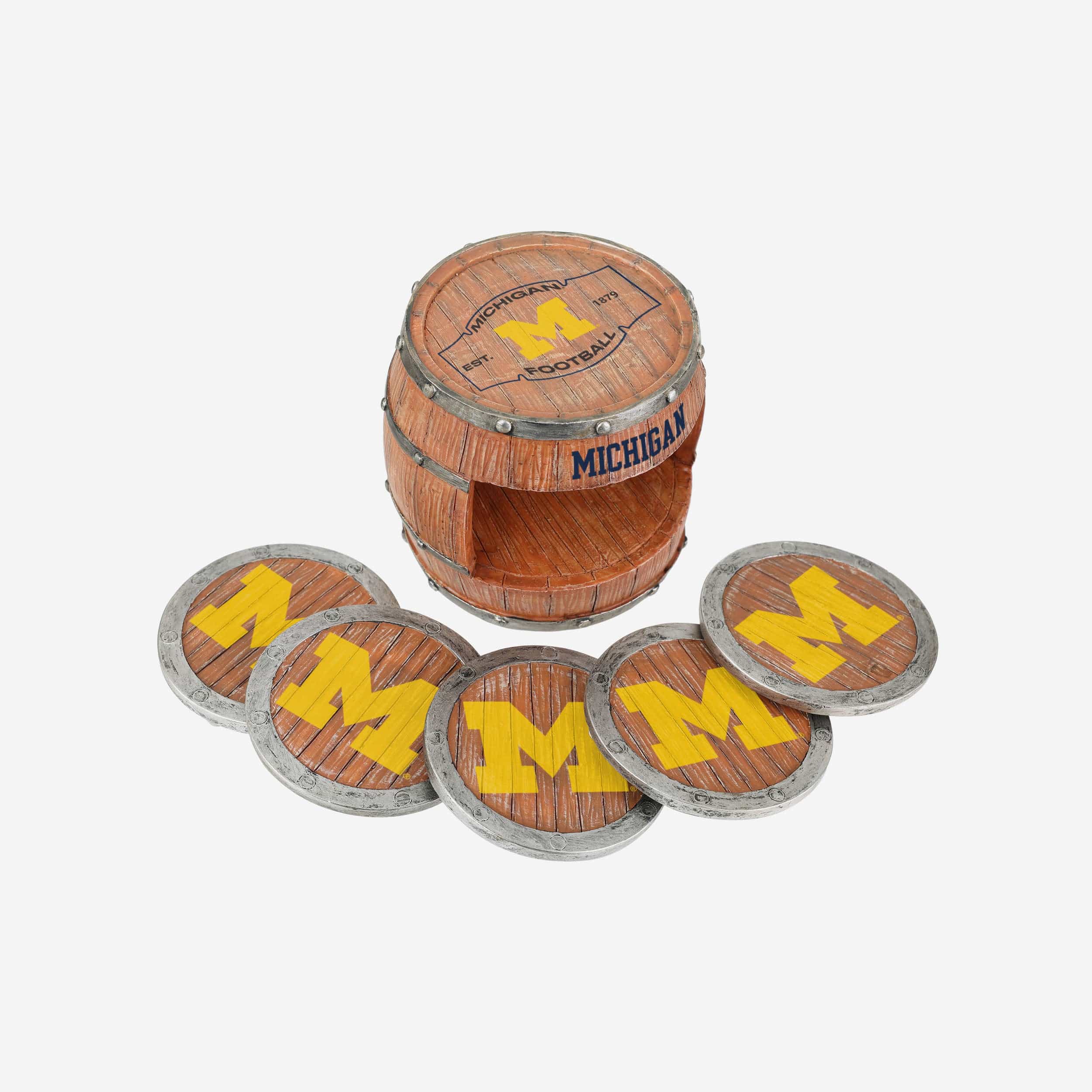 Michigan Wolverines 5 Pack Barrel Coaster Set - Image 3