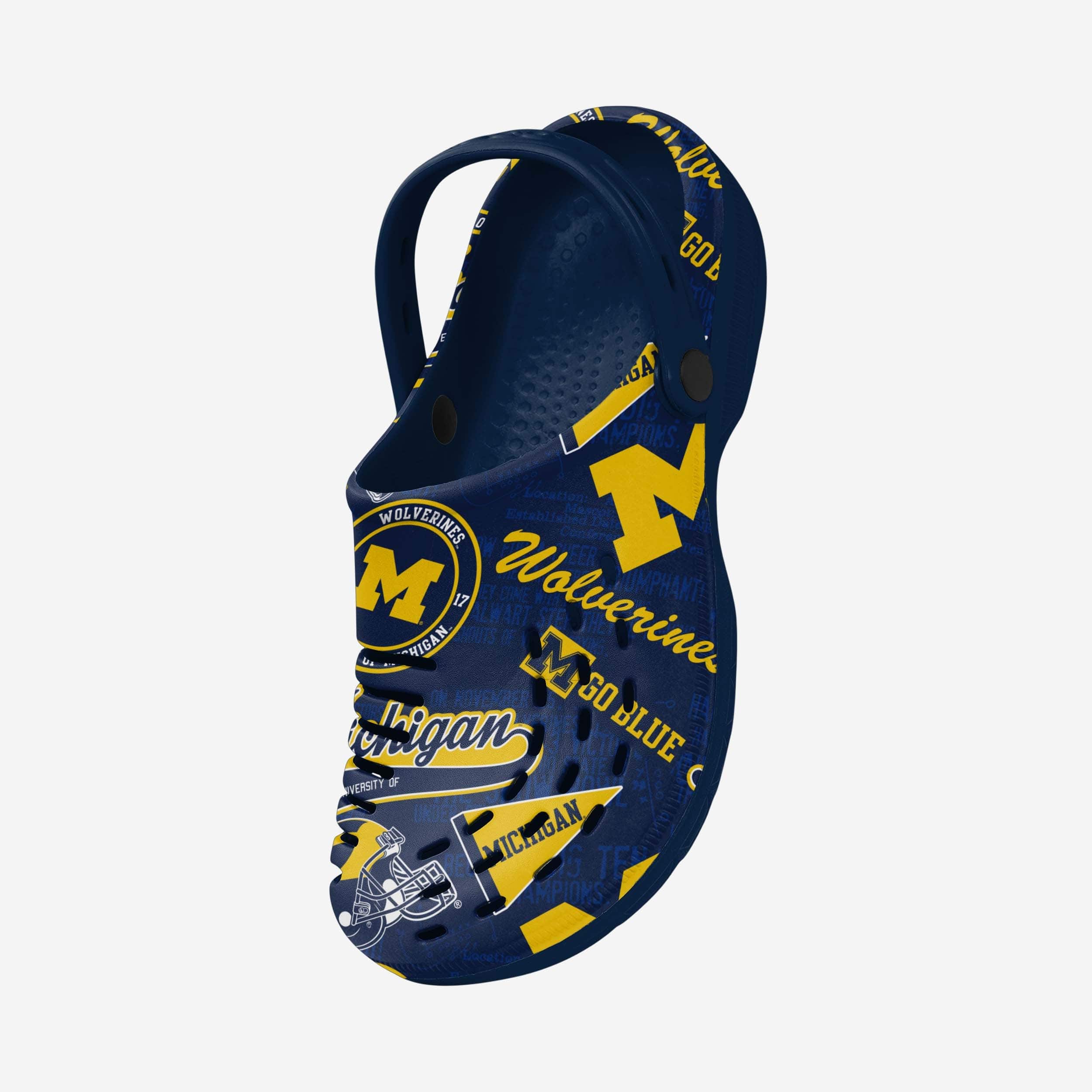 Michigan Wolverines Historic Print Clog With Strap - Image 2