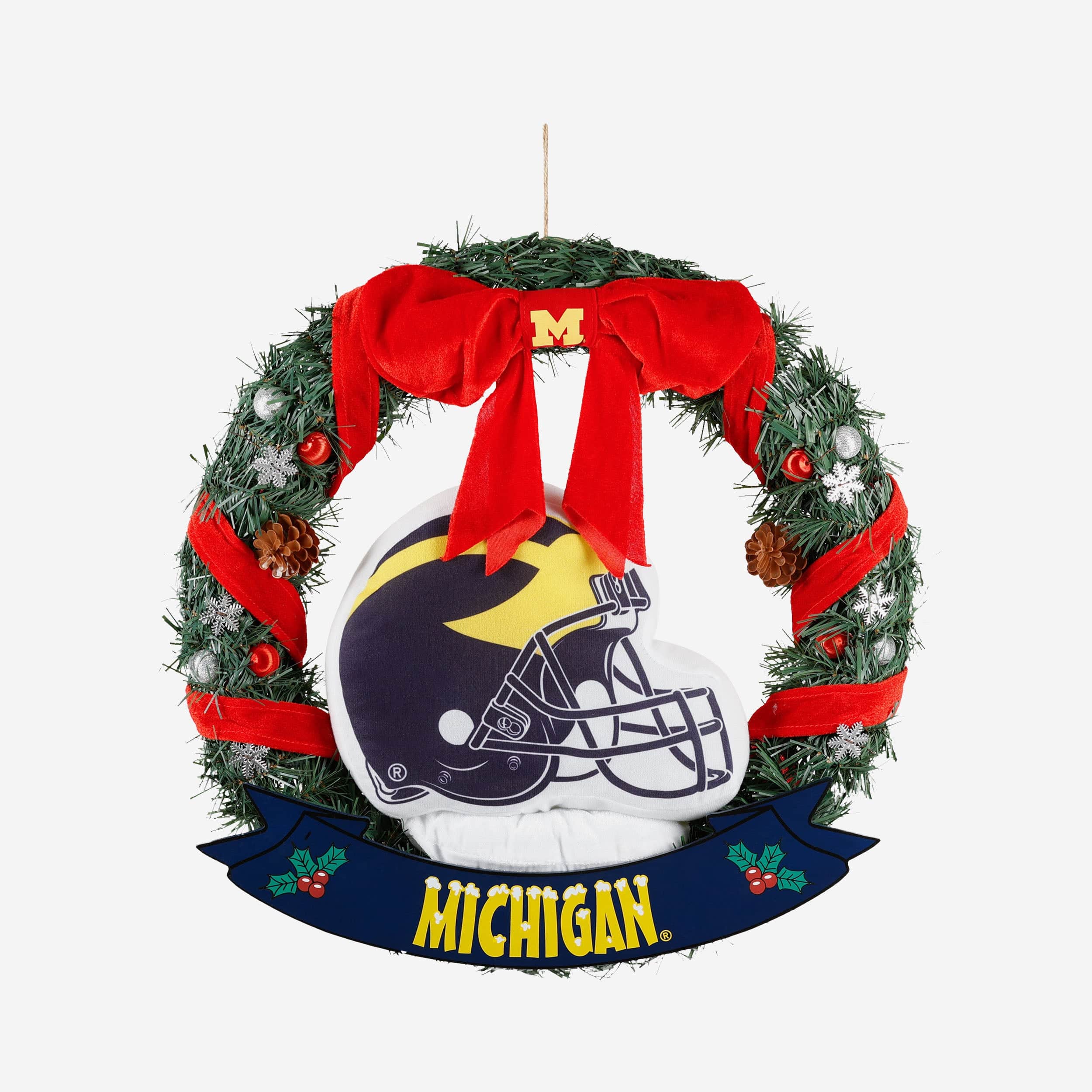 Michigan Wolverines Holiday Helmet Door Wreath