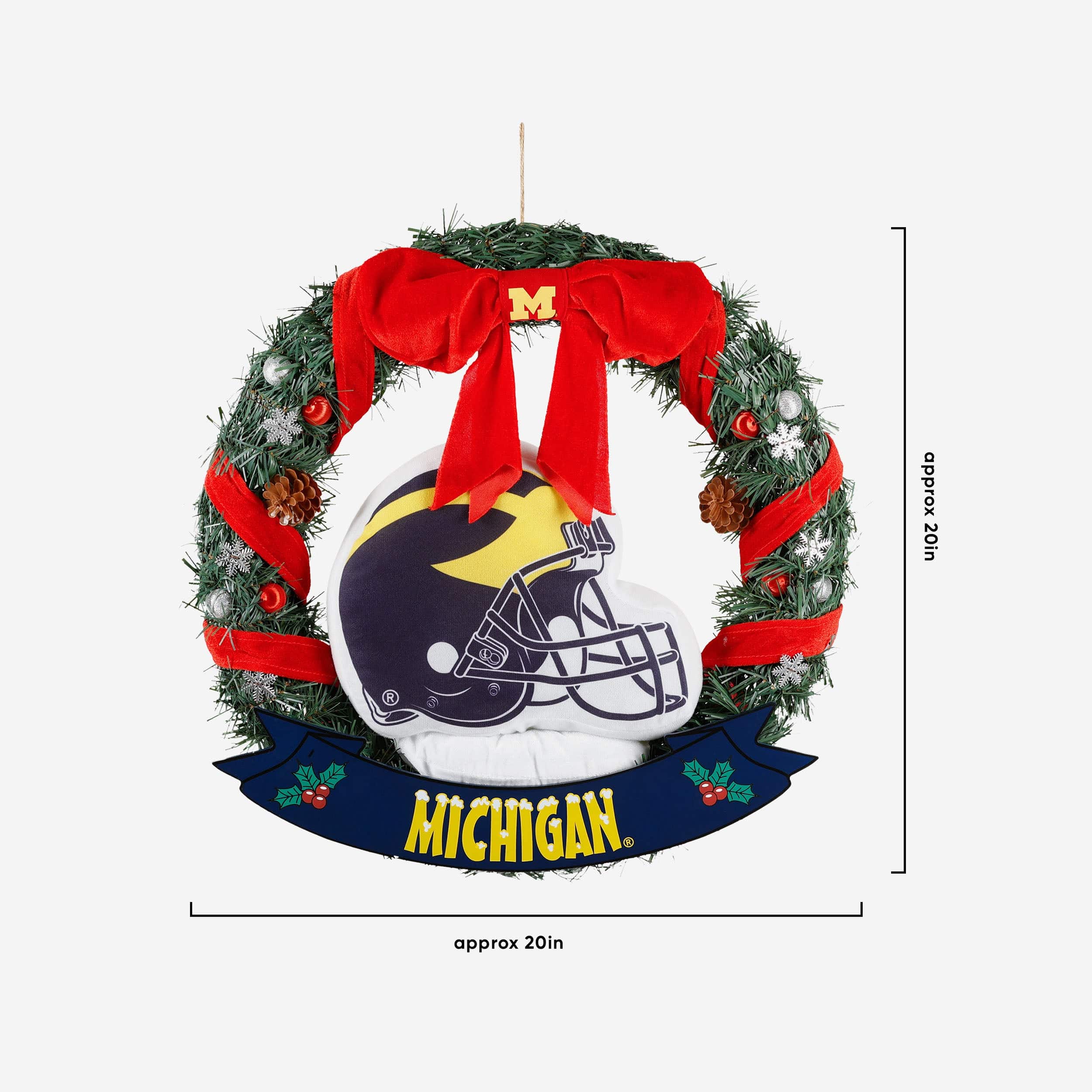 Michigan Wolverines Holiday Helmet Door Wreath - Image 5